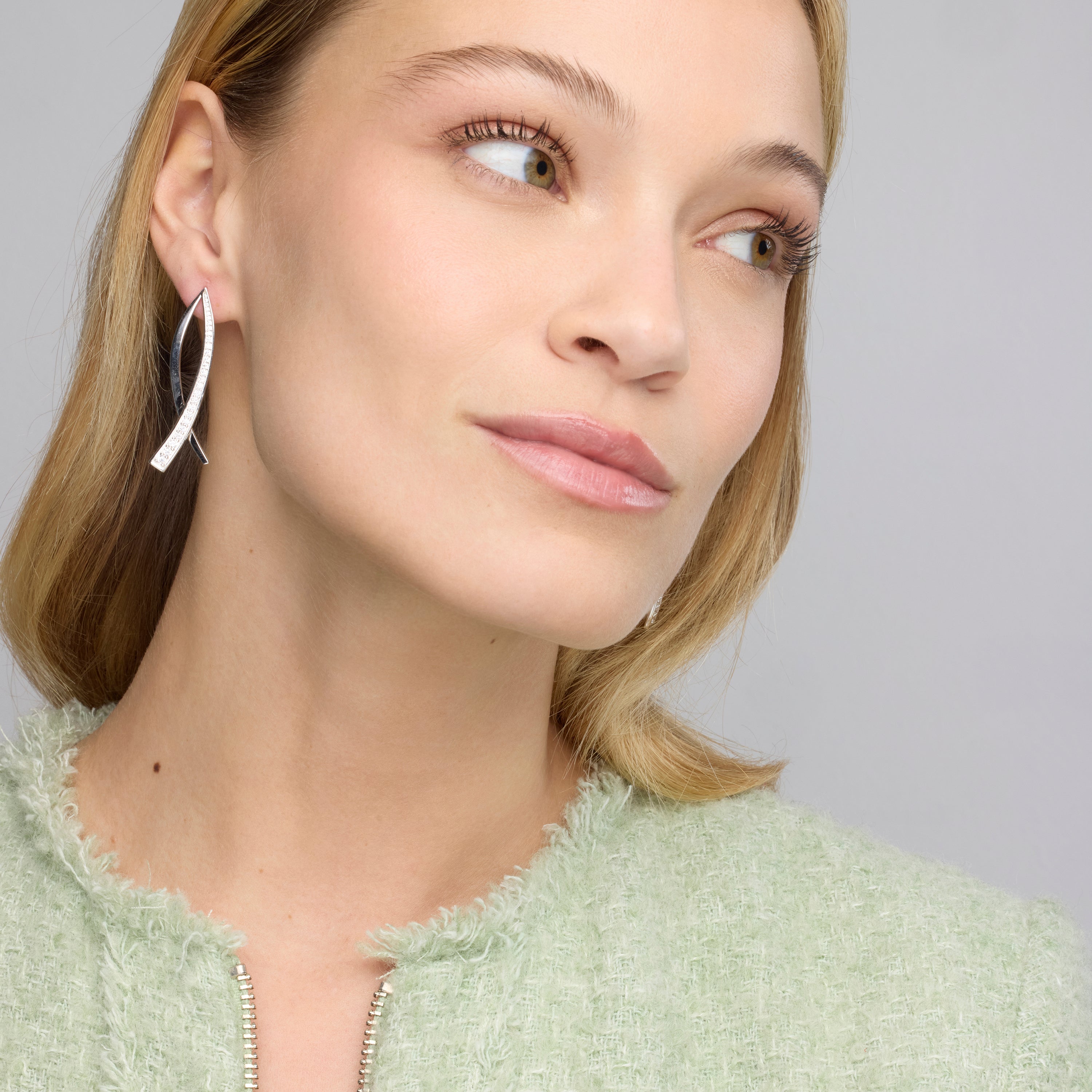 Pendientes de Plata de Ley 925 y Circonita Brillante acabado rodio - Mima