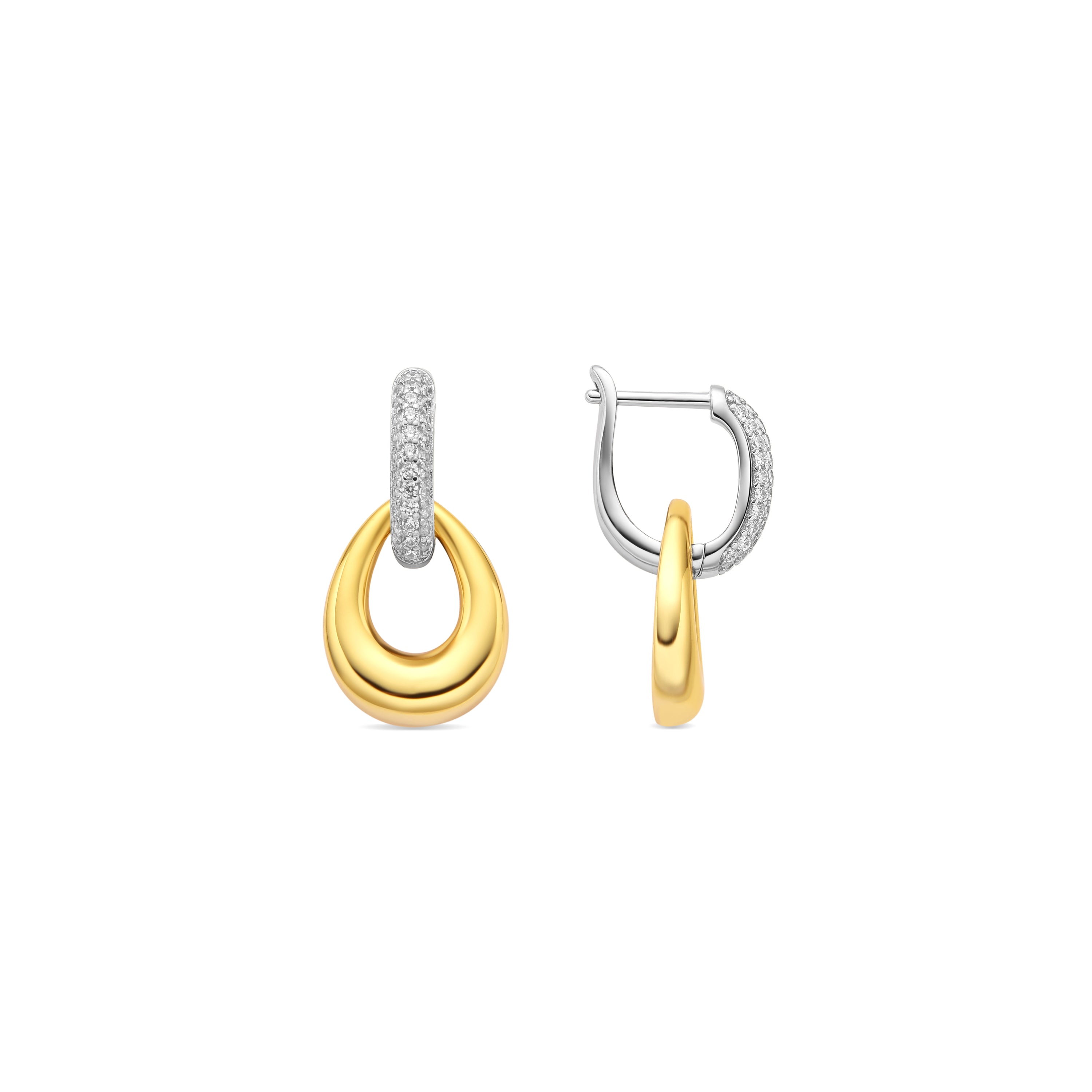 Pendientes de Plata de Ley 925 y Circonita Brillante acabado oro amarillo de 18k - Kayna