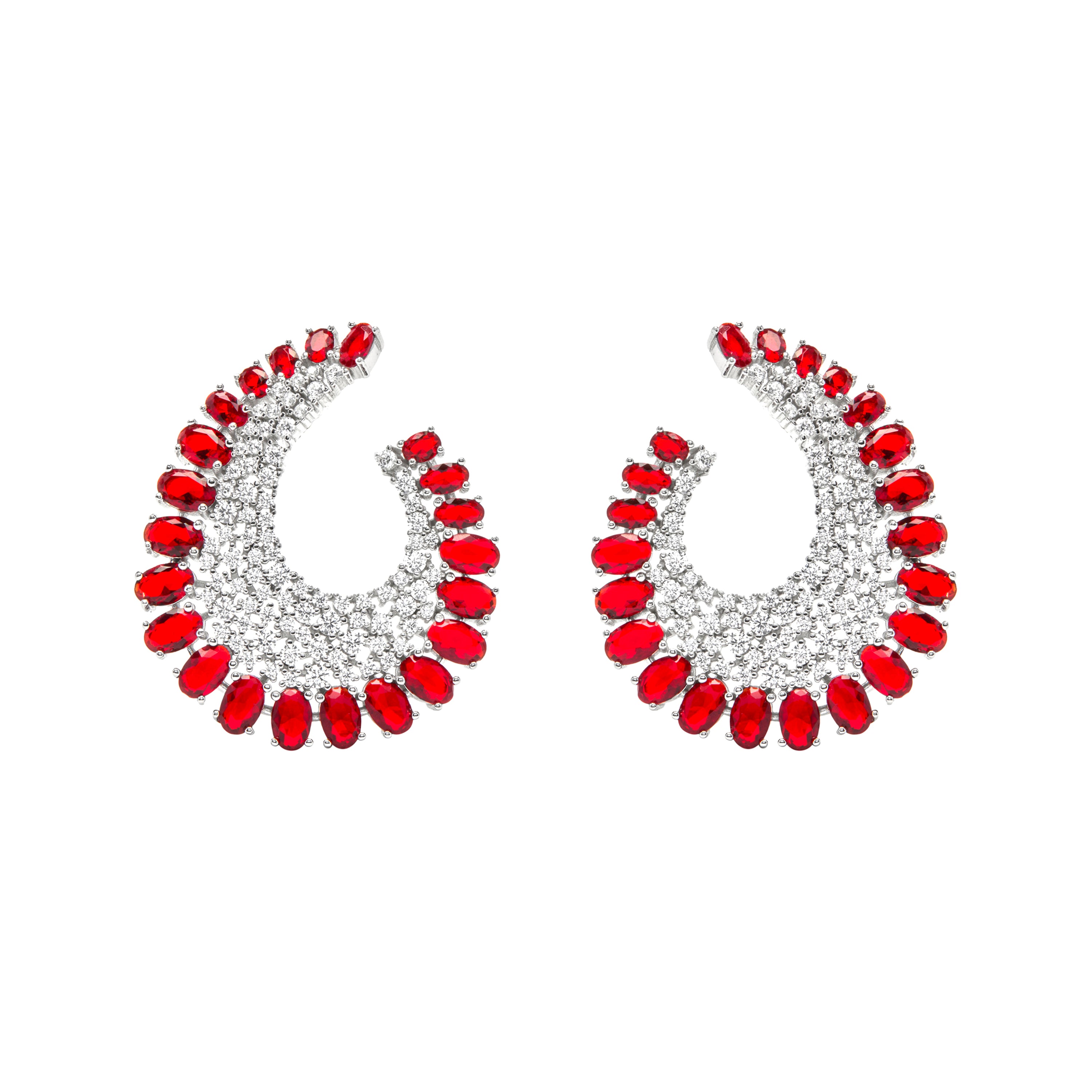 Pendientes de Plata de Ley 925 y Circonita Rubí acabado en rodio - Milkis