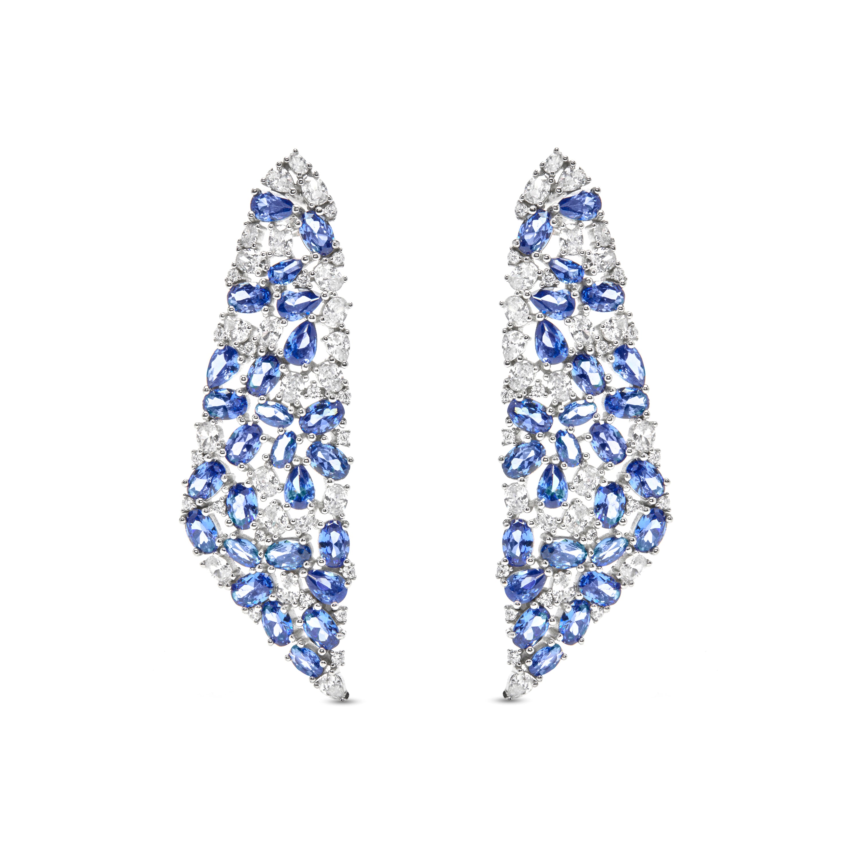 Pendientes de Plata de Ley 925 y Circonita Zafiro acabado en rodio - Bykha