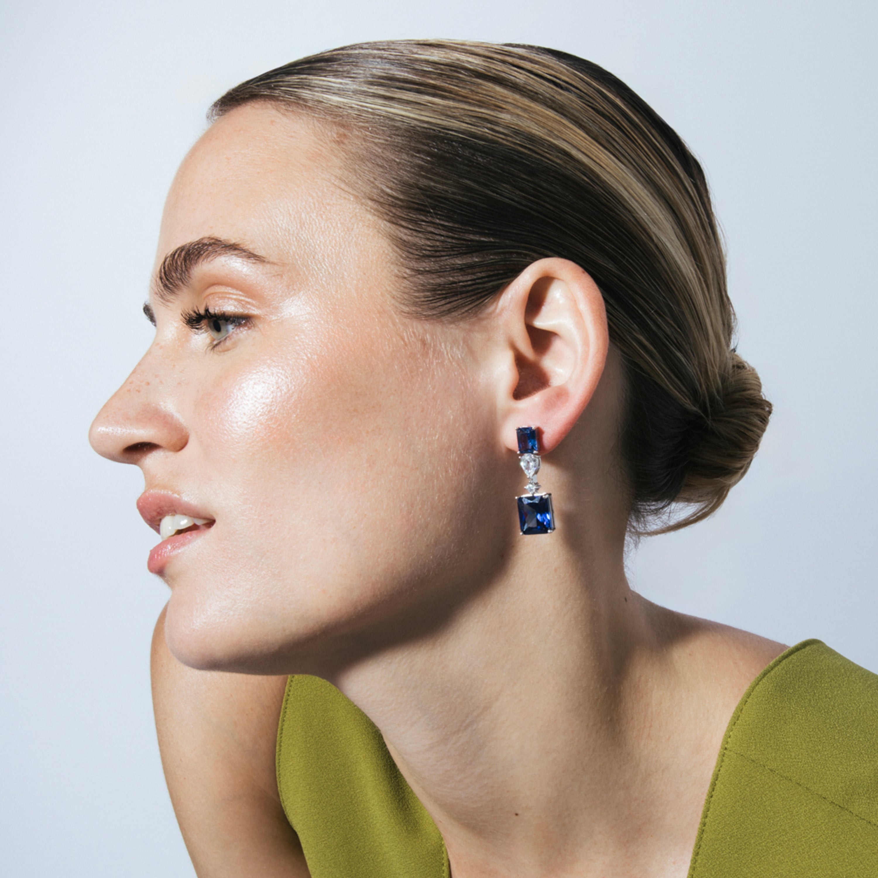 Pendientes de Plata de Ley 925 y Circonita Zafiro acabado en rodio - Ujanur