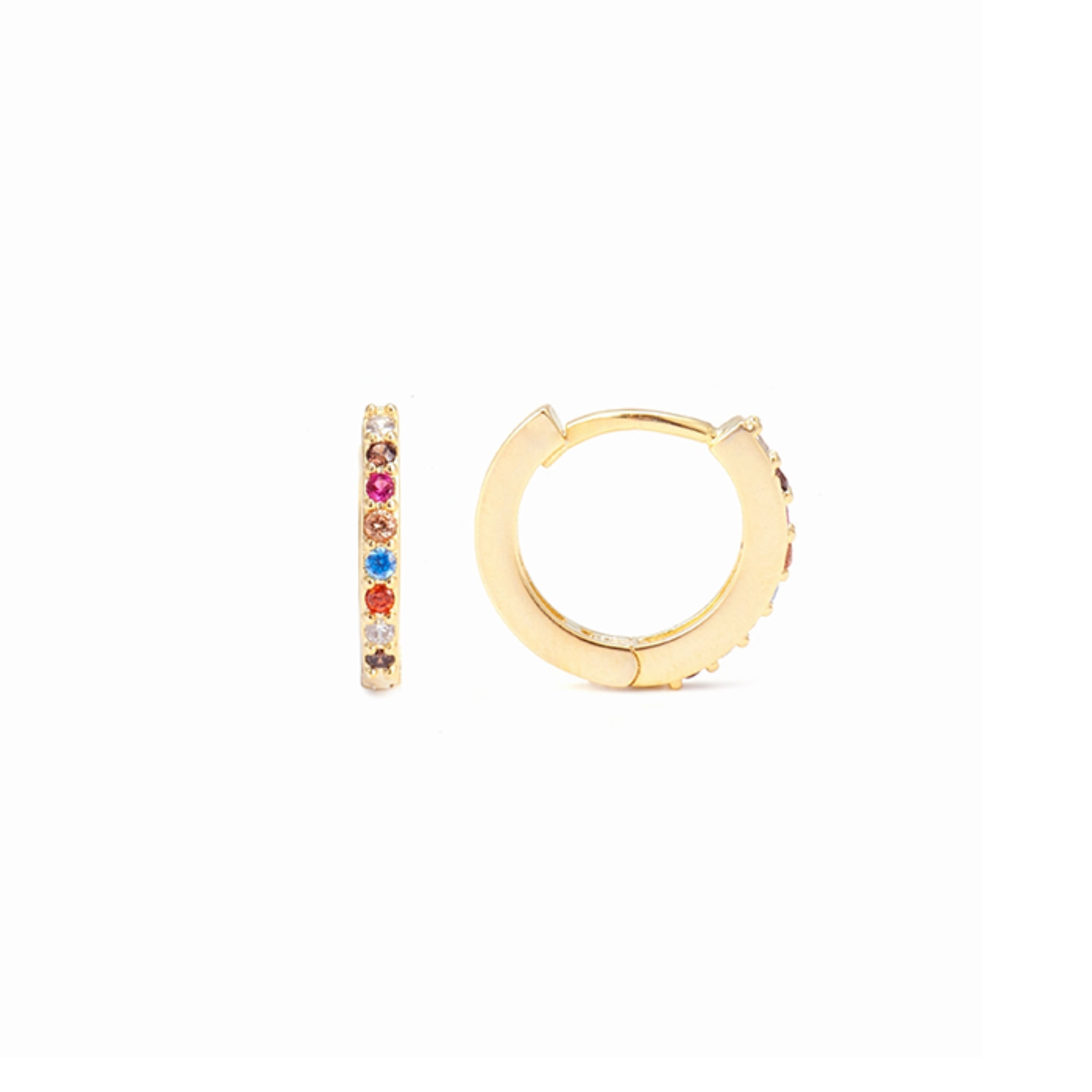 Pendientes de Plata de Ley 925 con Circonita Multicolor acabados en oro amarillo de 18K - Valarys