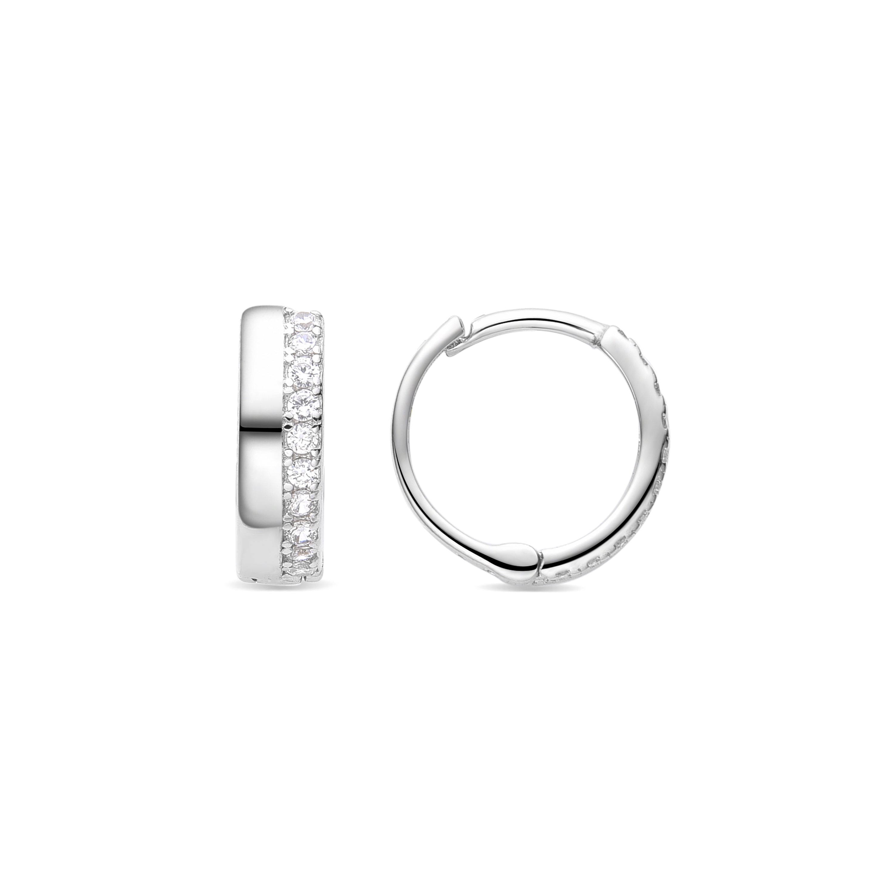 Pendientes de 9mm de diámetro  de Plata de Ley 925 con Circonita Brillante acabados en rodio - Kitham