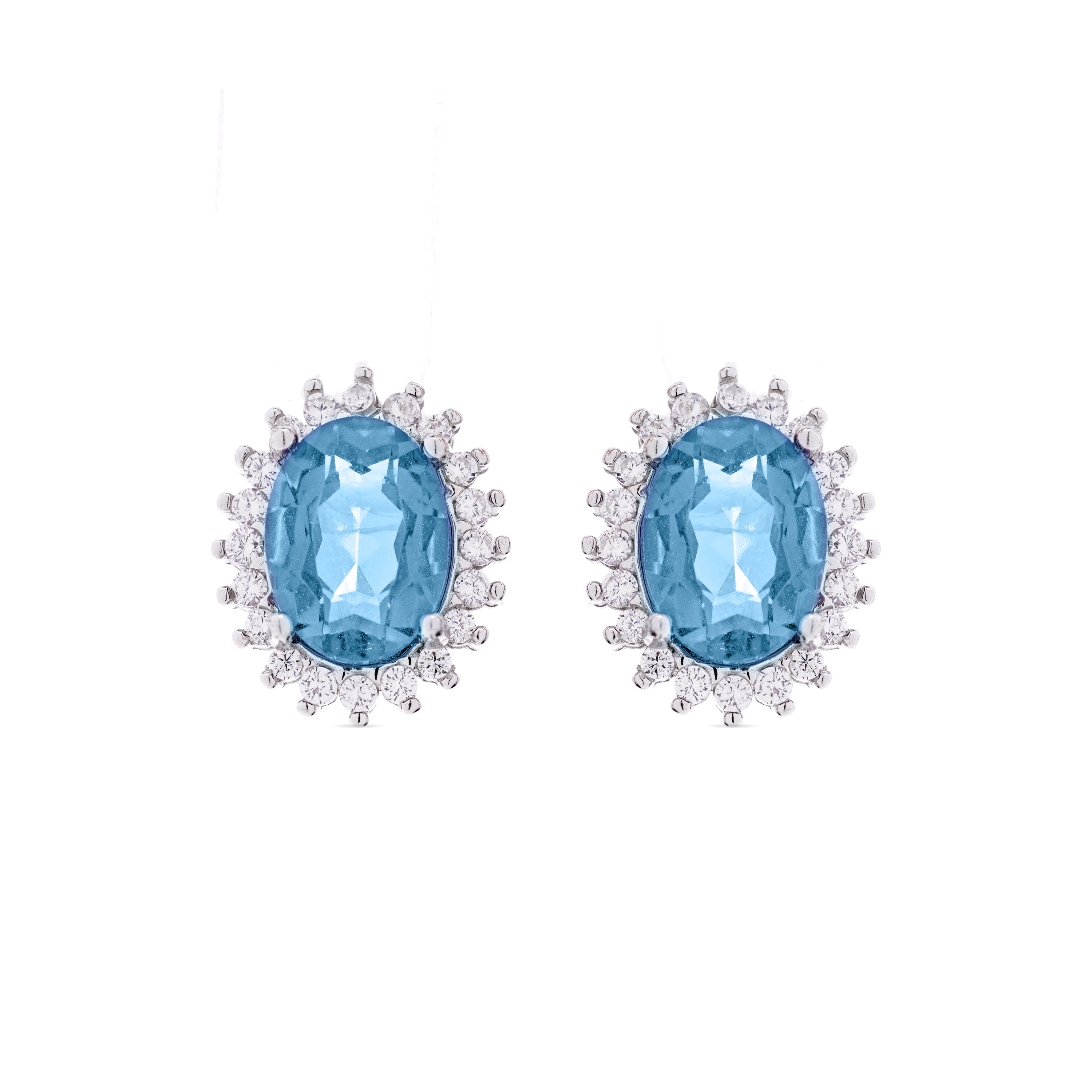 Pendientes de Plata de Ley 925 con Topacio Azul Natural acabados en rodio - Lirian