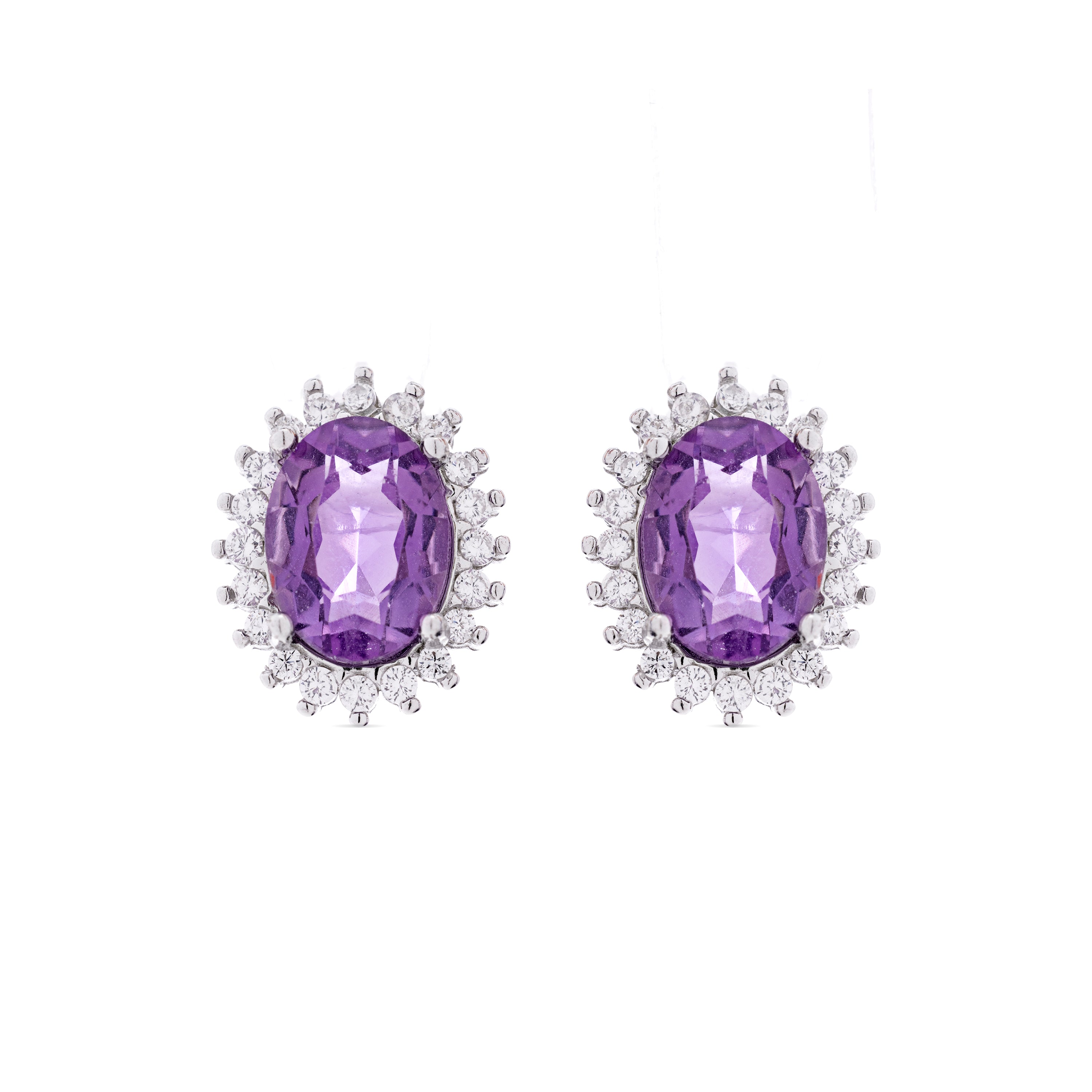 Pendientes de Plata de Ley 925 con Amatista Natural acabados en rodio - Lirian