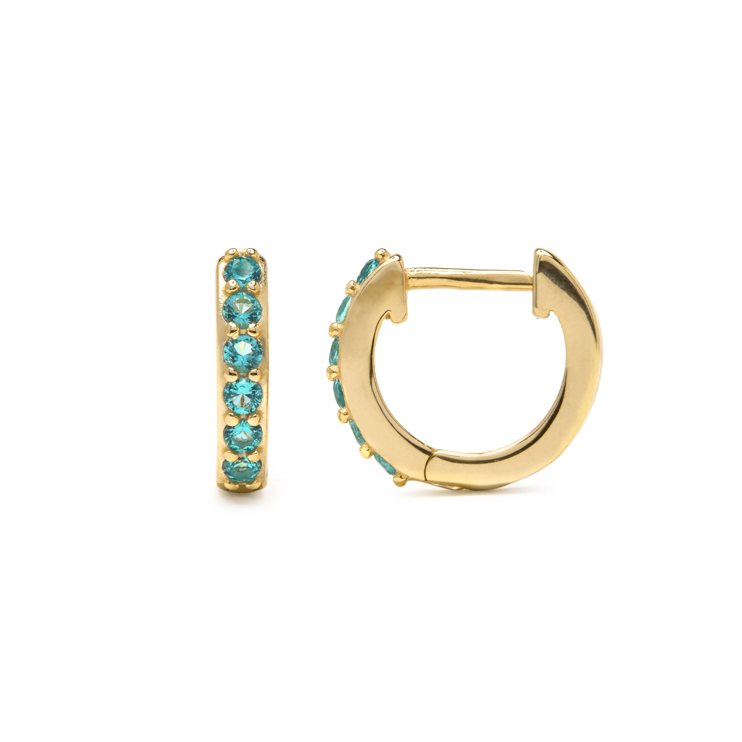 Pendientes de Plata de Ley 925 y Circonita Verde acabado en oro amarillo 18k - Tyul