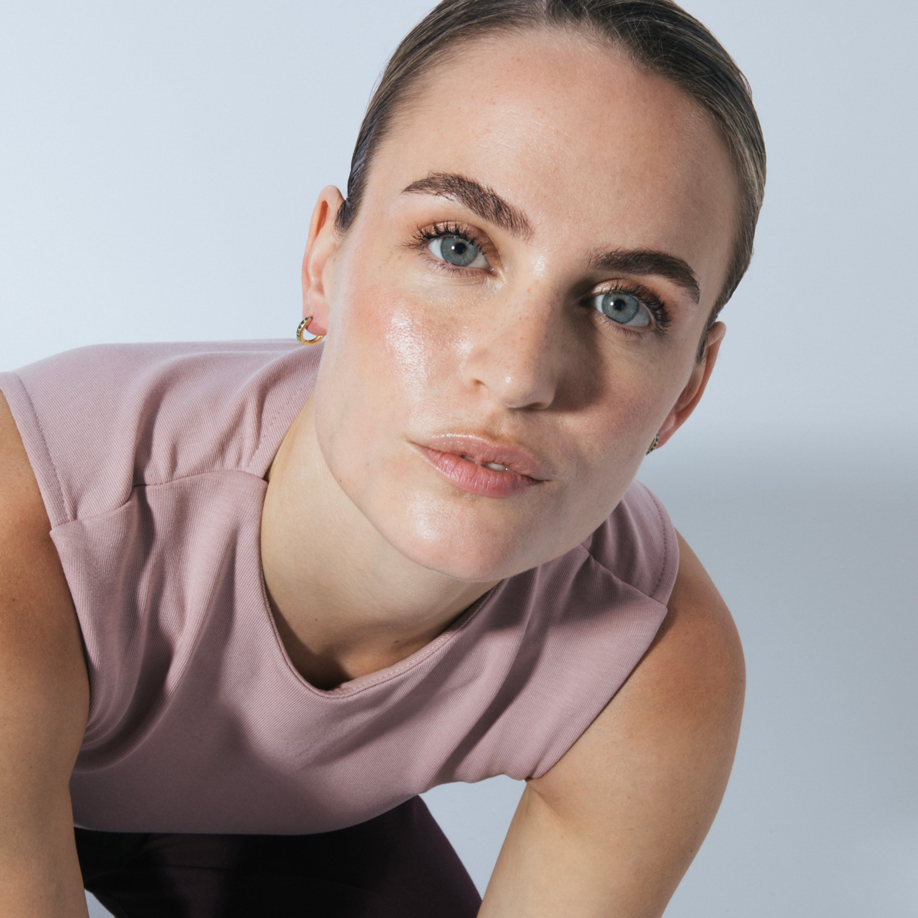 Pendientes de Plata de Ley 925 y Circonita Verde acabado en oro amarillo 18k - Tyul