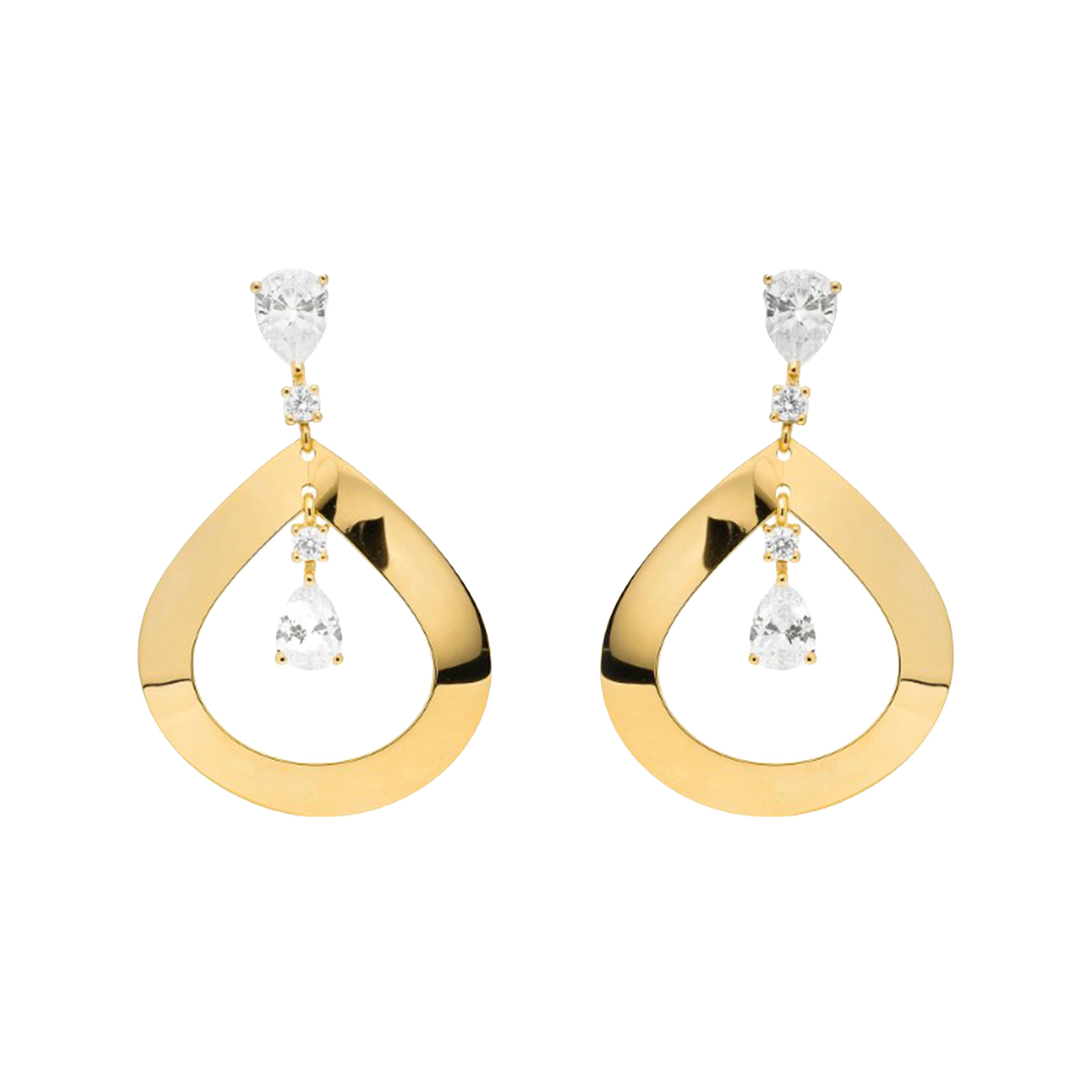 Pendientes de Plata de Ley 925 y Circonita Brillante acabado en oro amarillo 18k - Faislah