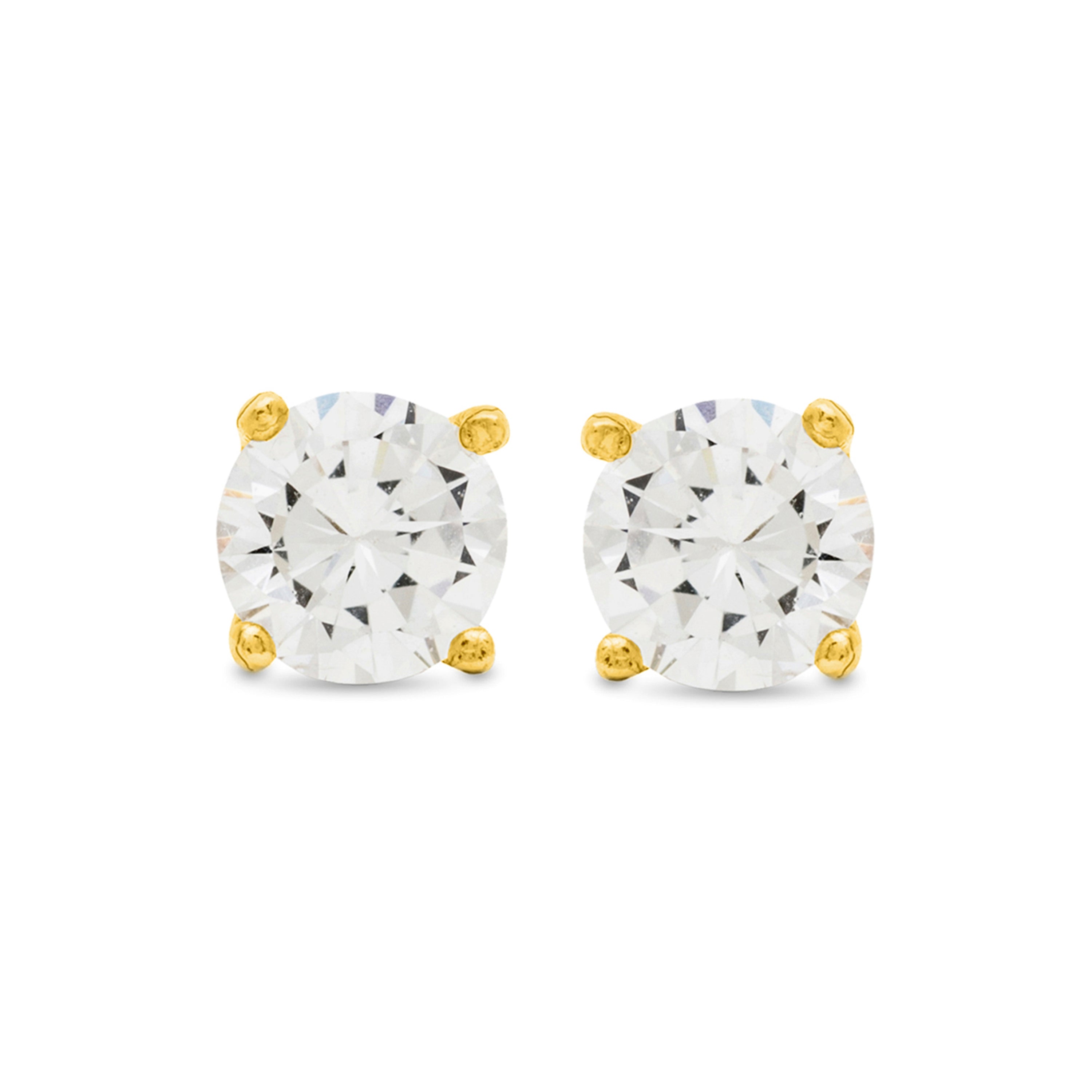925er Silberohrringe mit glänzenden Zirkonia, vergoldet mit 18K Gelbgold - Basic