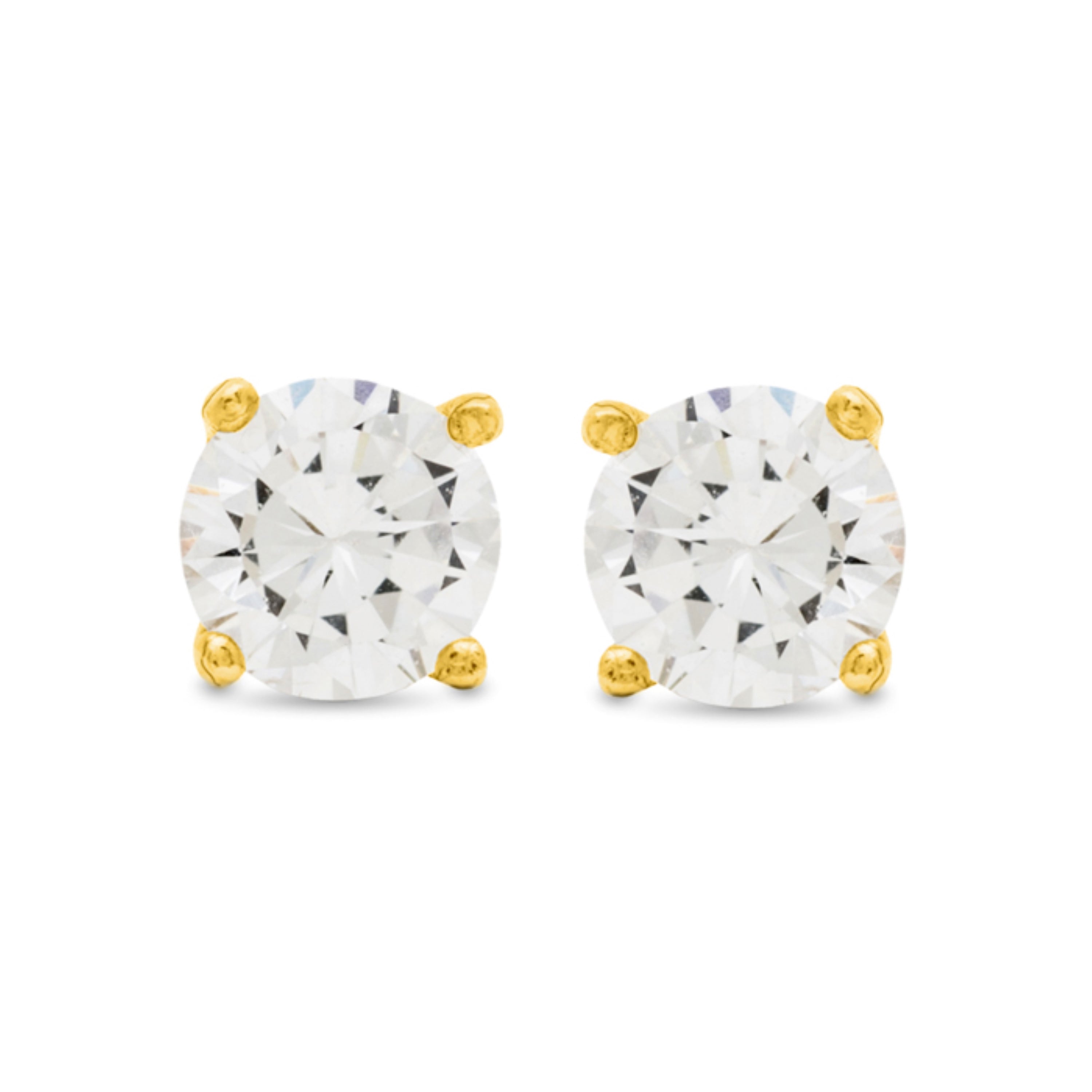 925er Silberohrringe mit glänzenden Zirkonia, vergoldet mit 18K Gelbgold - Basic
