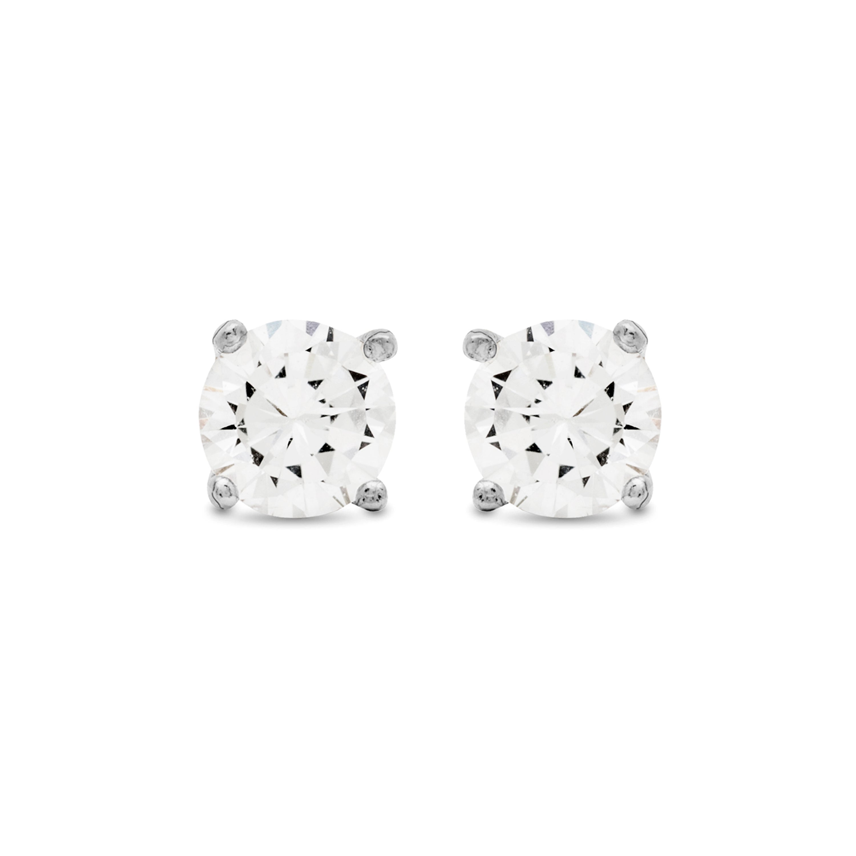 Ohrringe aus 925er Sterlingsilber mit glänzenden Zirkonia, rhodiniert - Basic