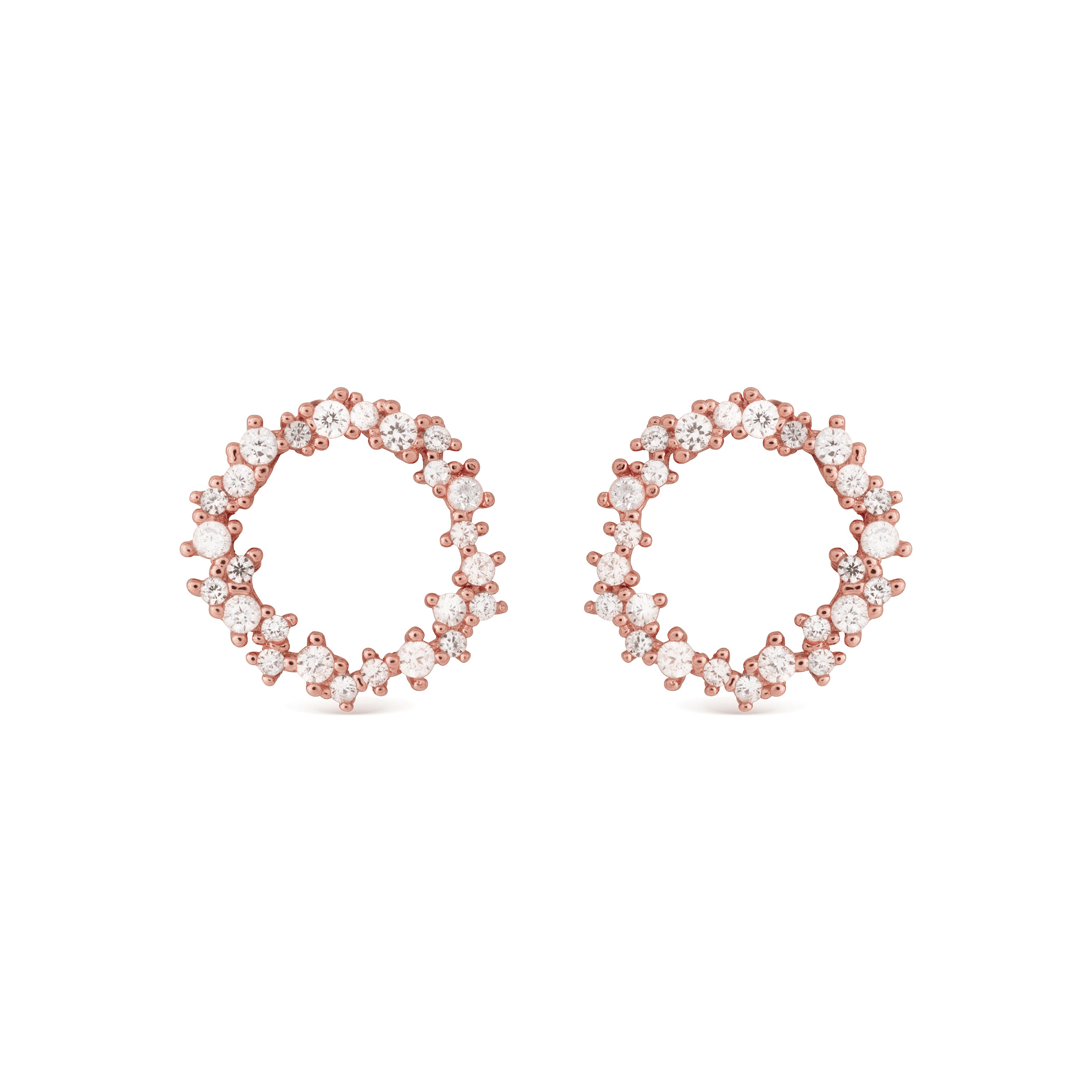 Pendientes de Plata de Ley 925 con Circonita Brillante acabados en oro rosa de 18K - Thilak
