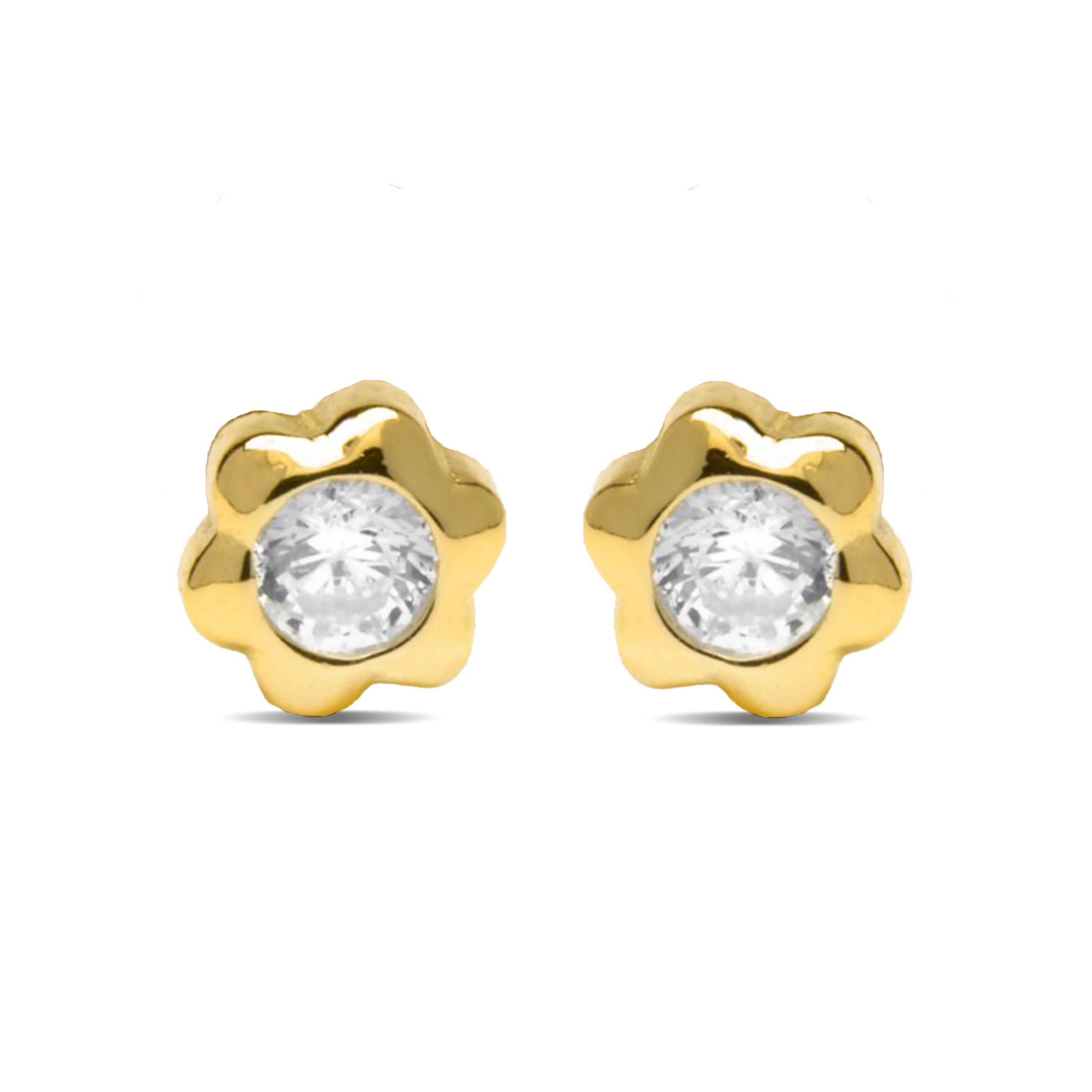 Pendientes de Plata de ley 925 y circonita brillante acabado oro amarillo de 18k - Kaiwu