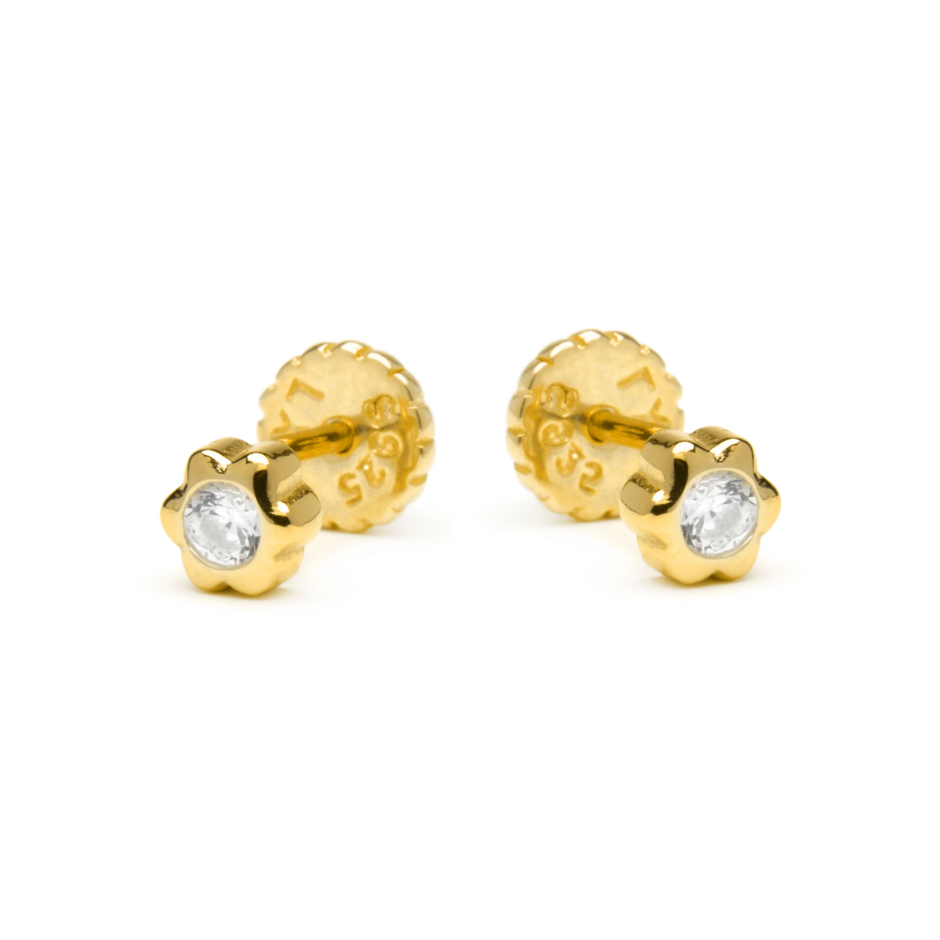 Pendientes de Plata de ley 925 y circonita brillante acabado oro amarillo de 18k - Kaiwu