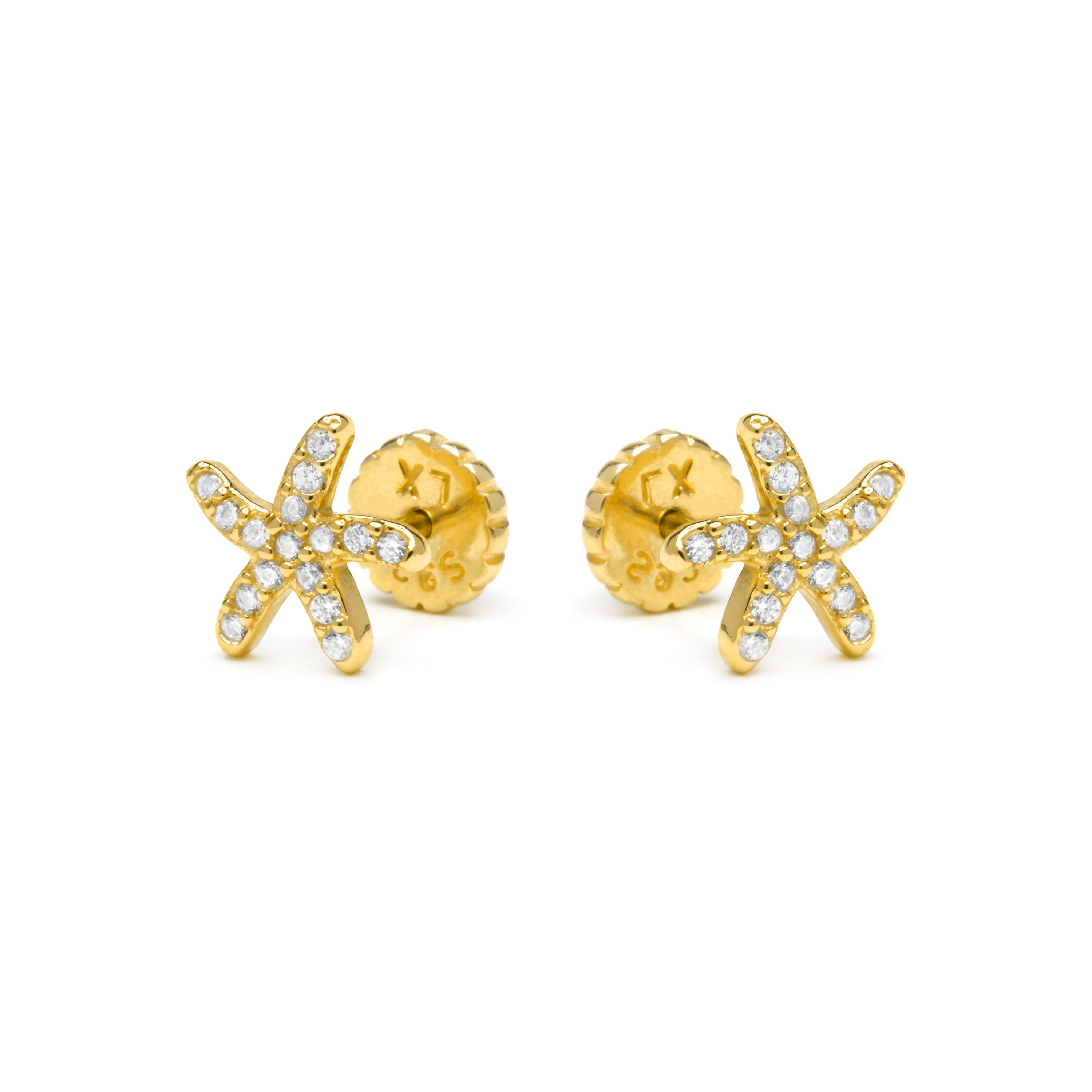 Pendientes de Plata de ley  con Circonita Brillante acabado oro amarillo 18k - Lamya