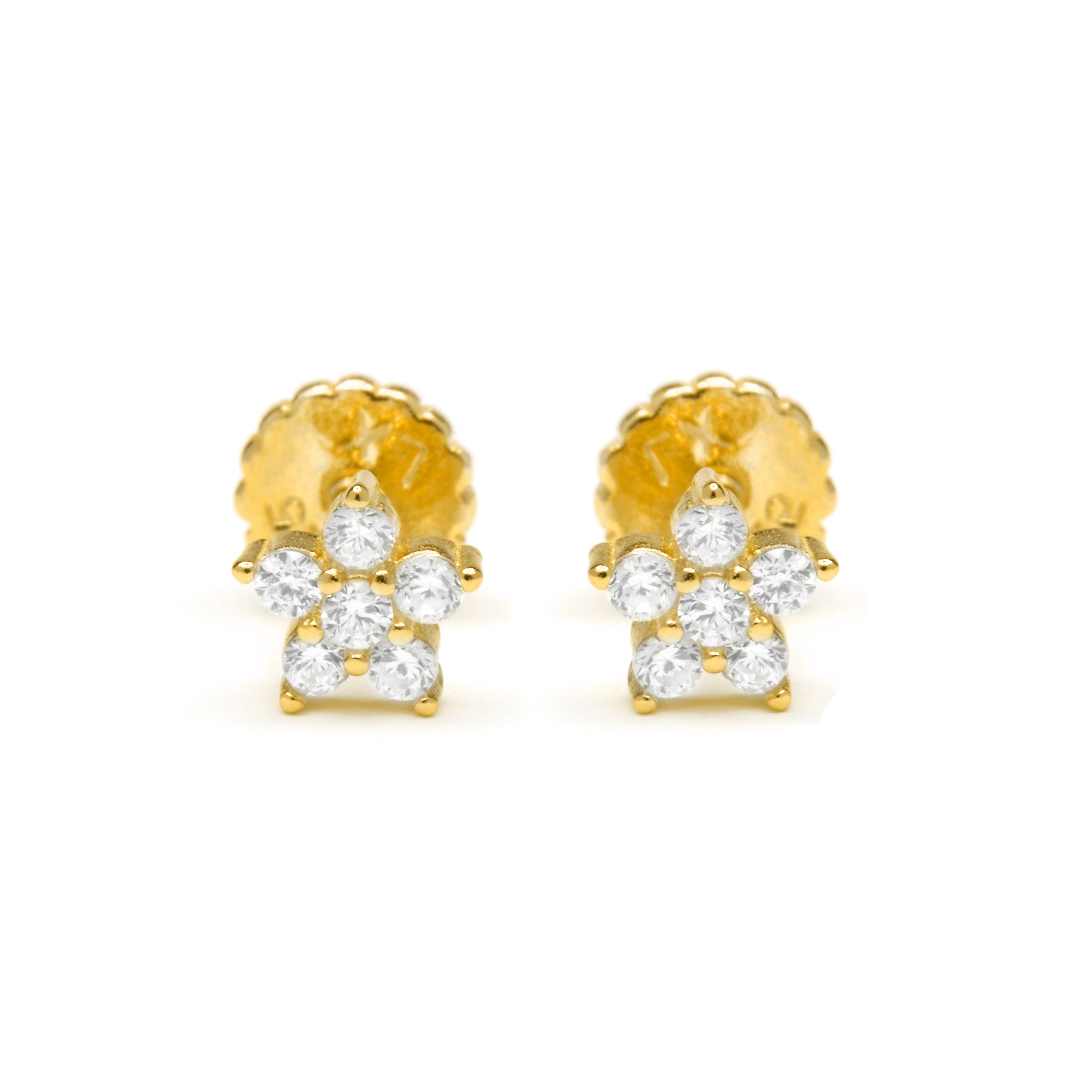 Pendientes con Circonita Brillante acabados en Oro amarillo 18k -  Anba