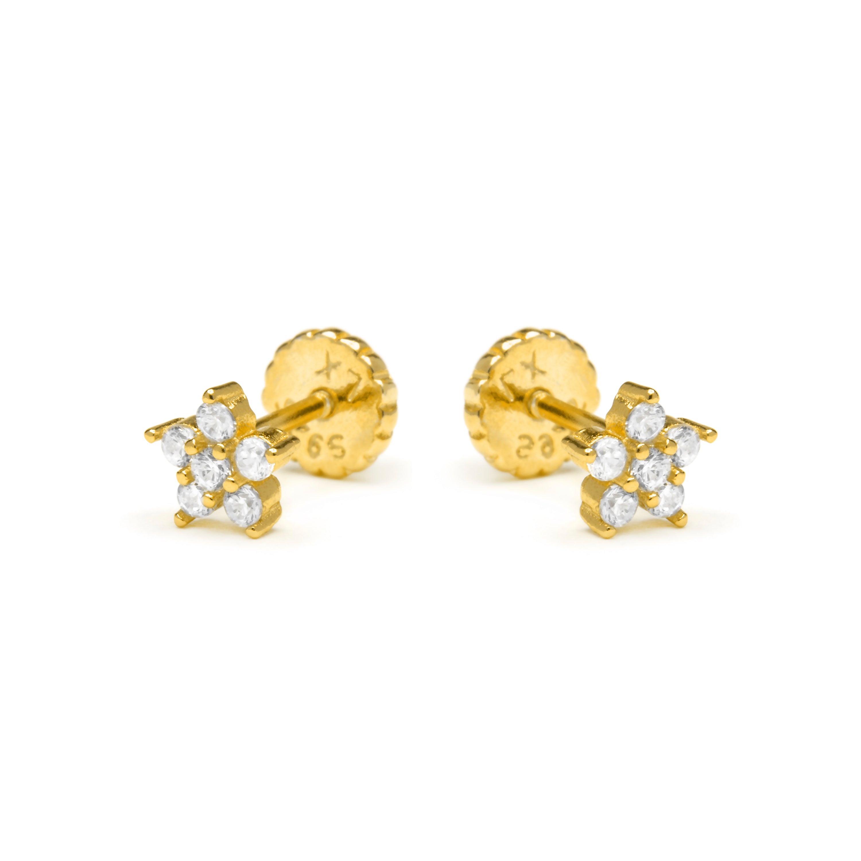 Pendientes con Circonita Brillante acabados en Oro amarillo 18k -  Anba