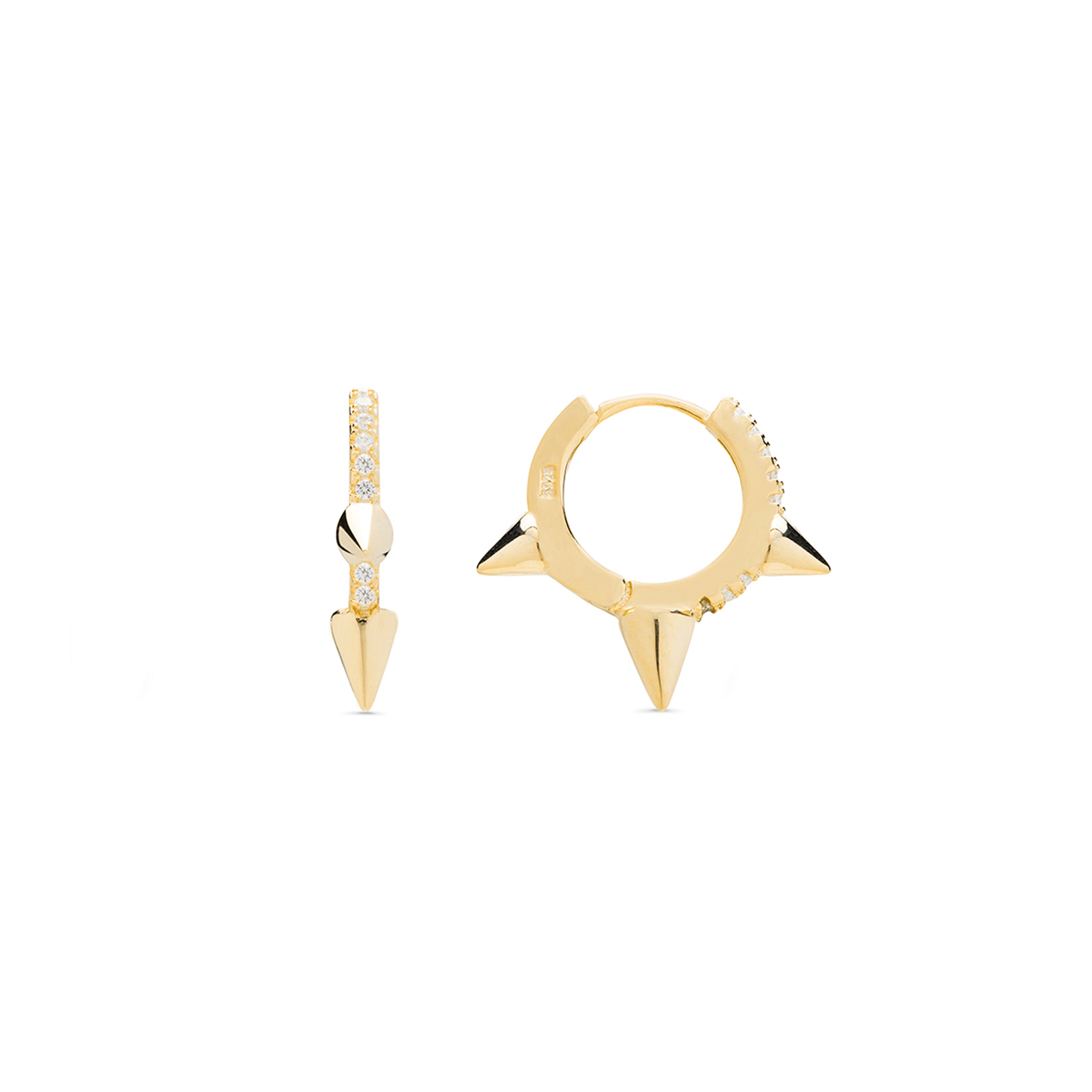 Pendientes de Plata de Ley 925 con Circonita Brillante acabados en oro amarillo de 18K - Dolaf