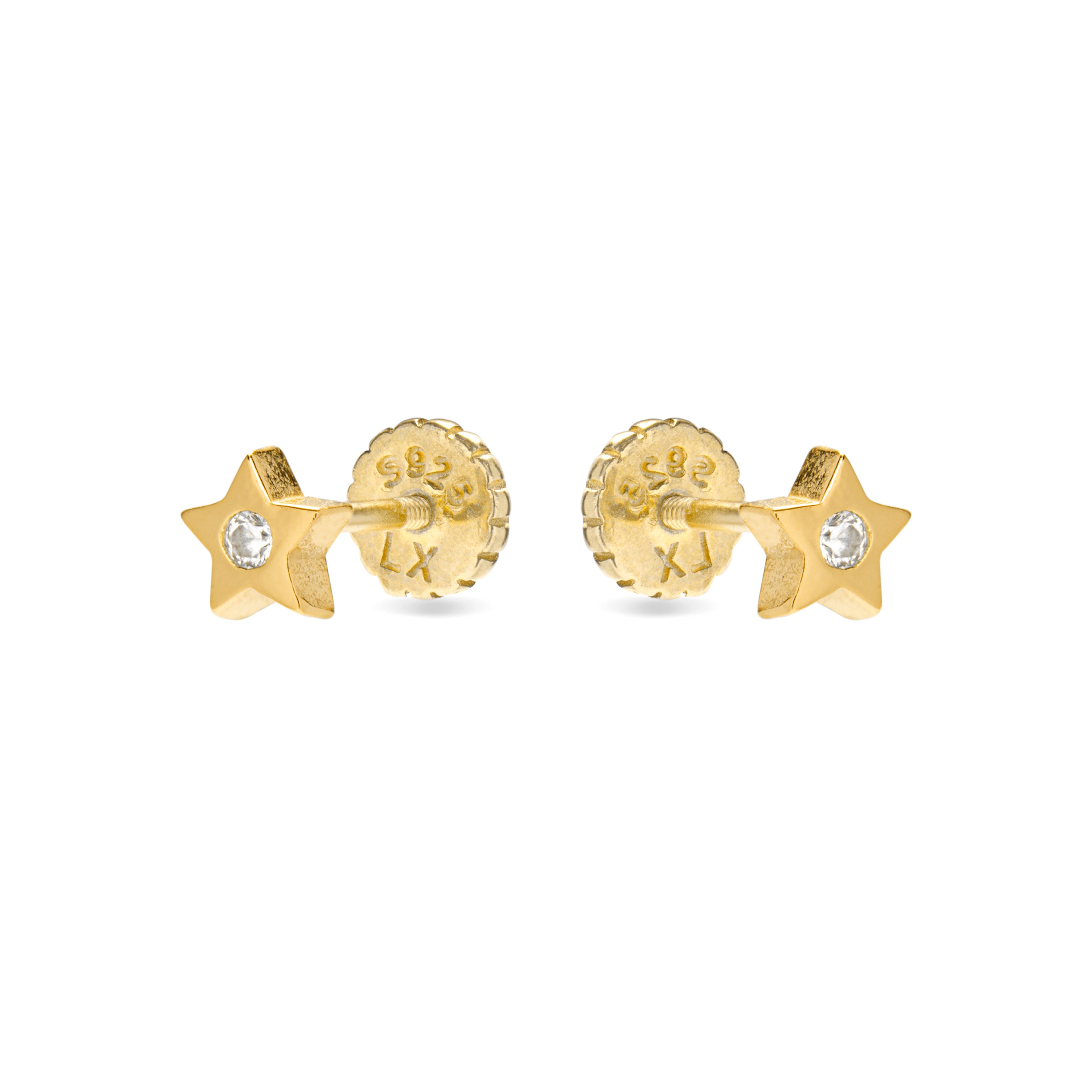 Pendientes de Plata de Ley 925 y Circonita Brillante acabado oro amarillo de 18K - Estrellita