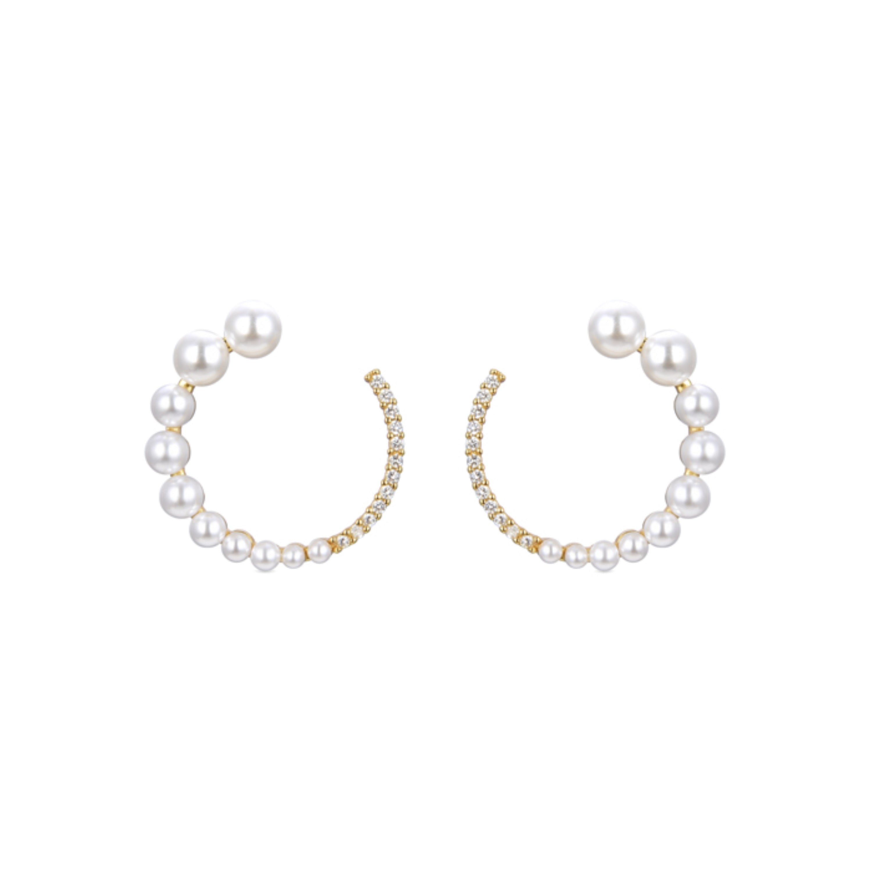 Pendientes de Plata de Ley 925 con Perla Blanca acabados en oro amarillo de 18K - Rymoth