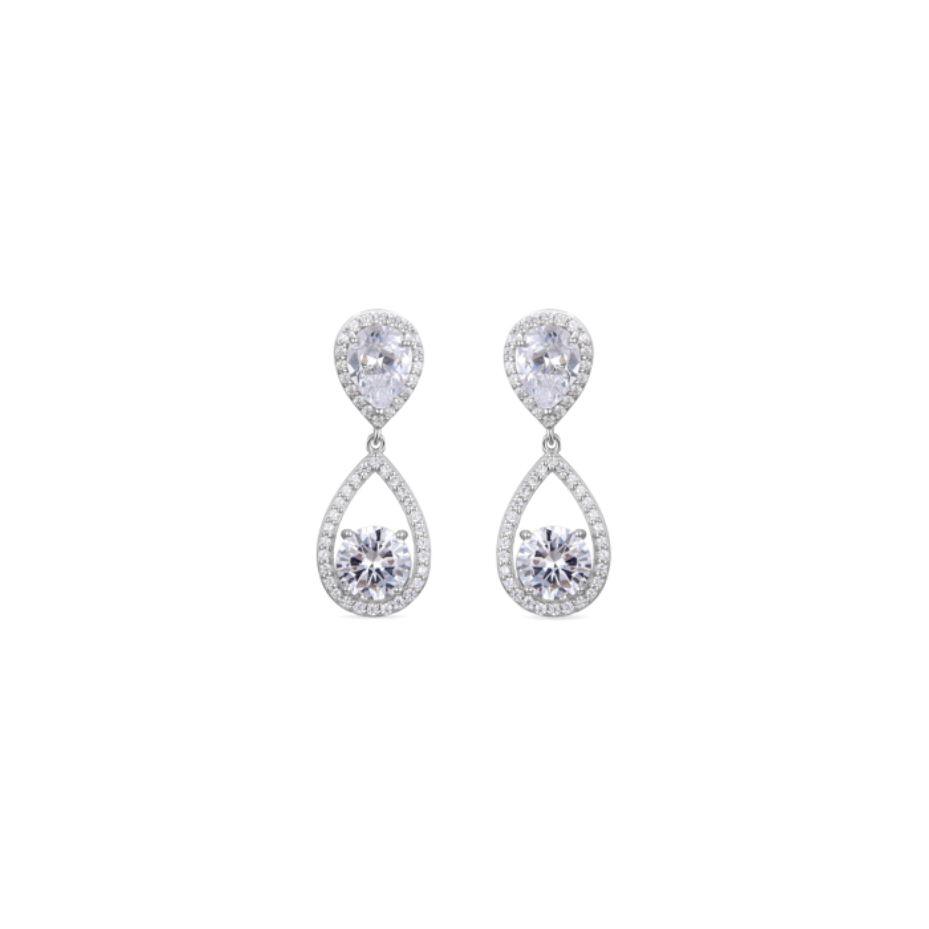 Pendientes de Plata de Ley 925 con Circonita Brillante acabados en rodio - Syran