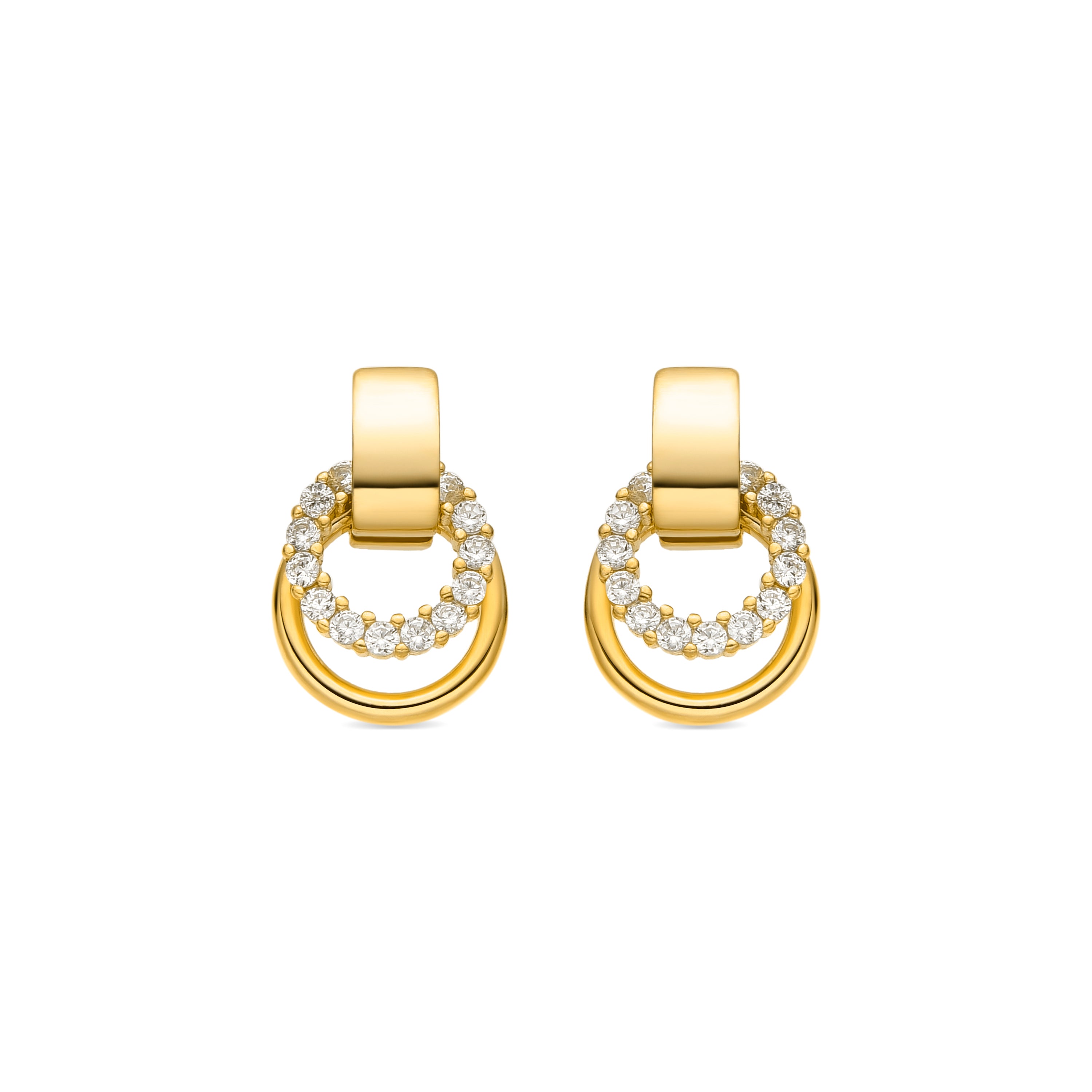 Pendientes de Plata de Ley 925 y Circonita Brillante acabado oro amarillo de 18k - Tacmos