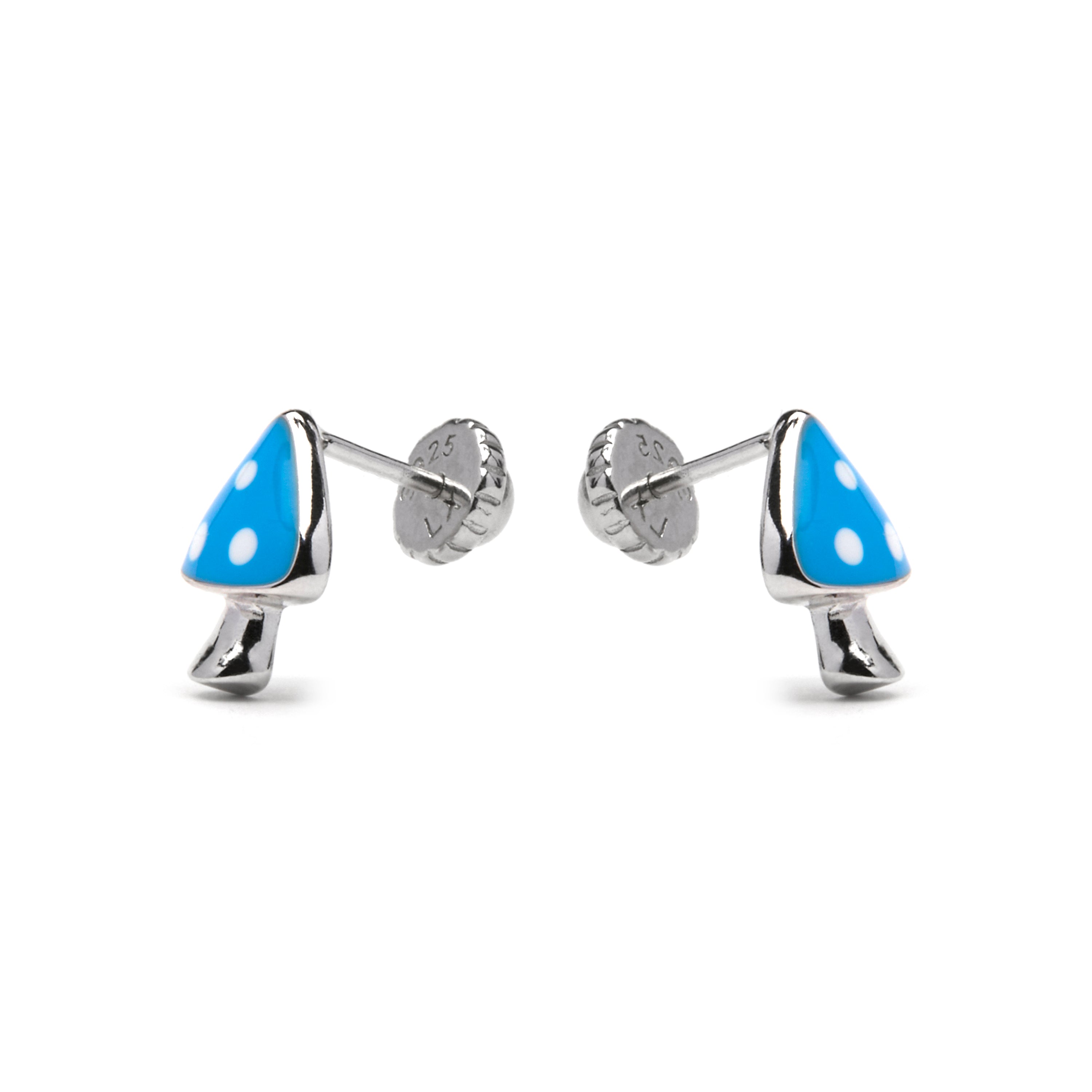 Pendientes de Plata de Ley 925 y Lacado Azul acabado rodio - Imoth