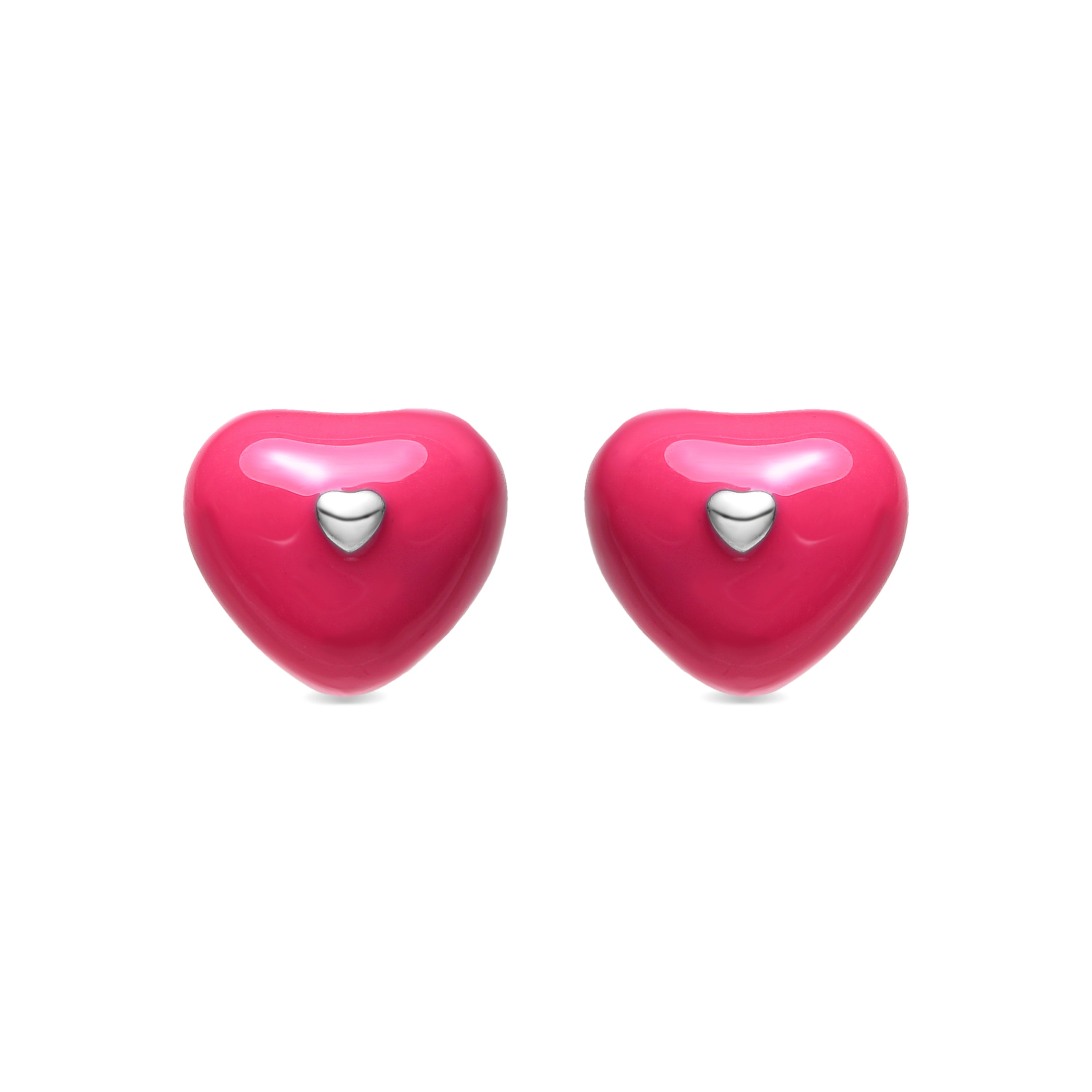 Pendientes de Plata de Ley 925 y Lacado Rosa acabado rodio - Lenke