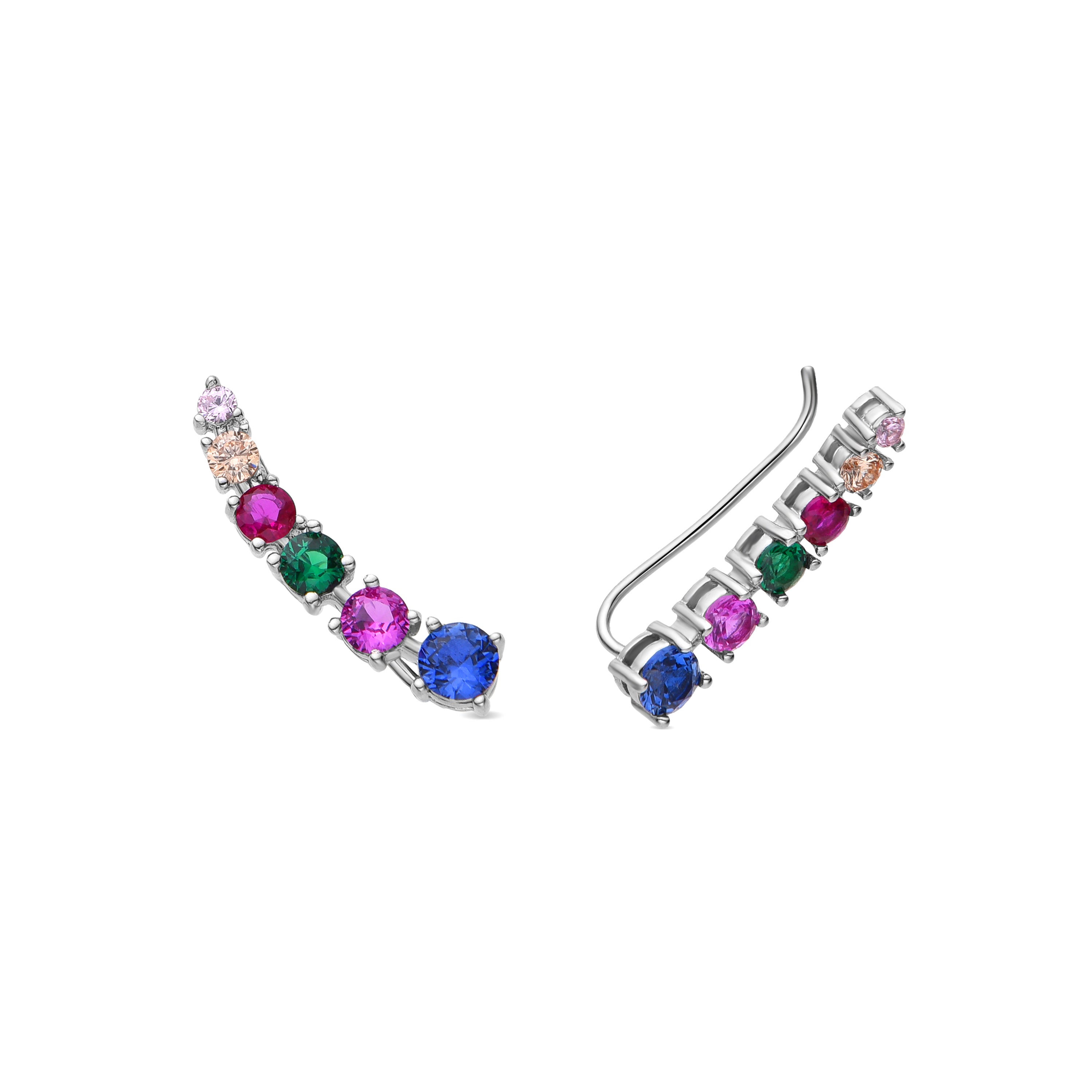 Pendientes de Plata de Ley 925 y Circonita Multicolor acabados en rodio - Zolva