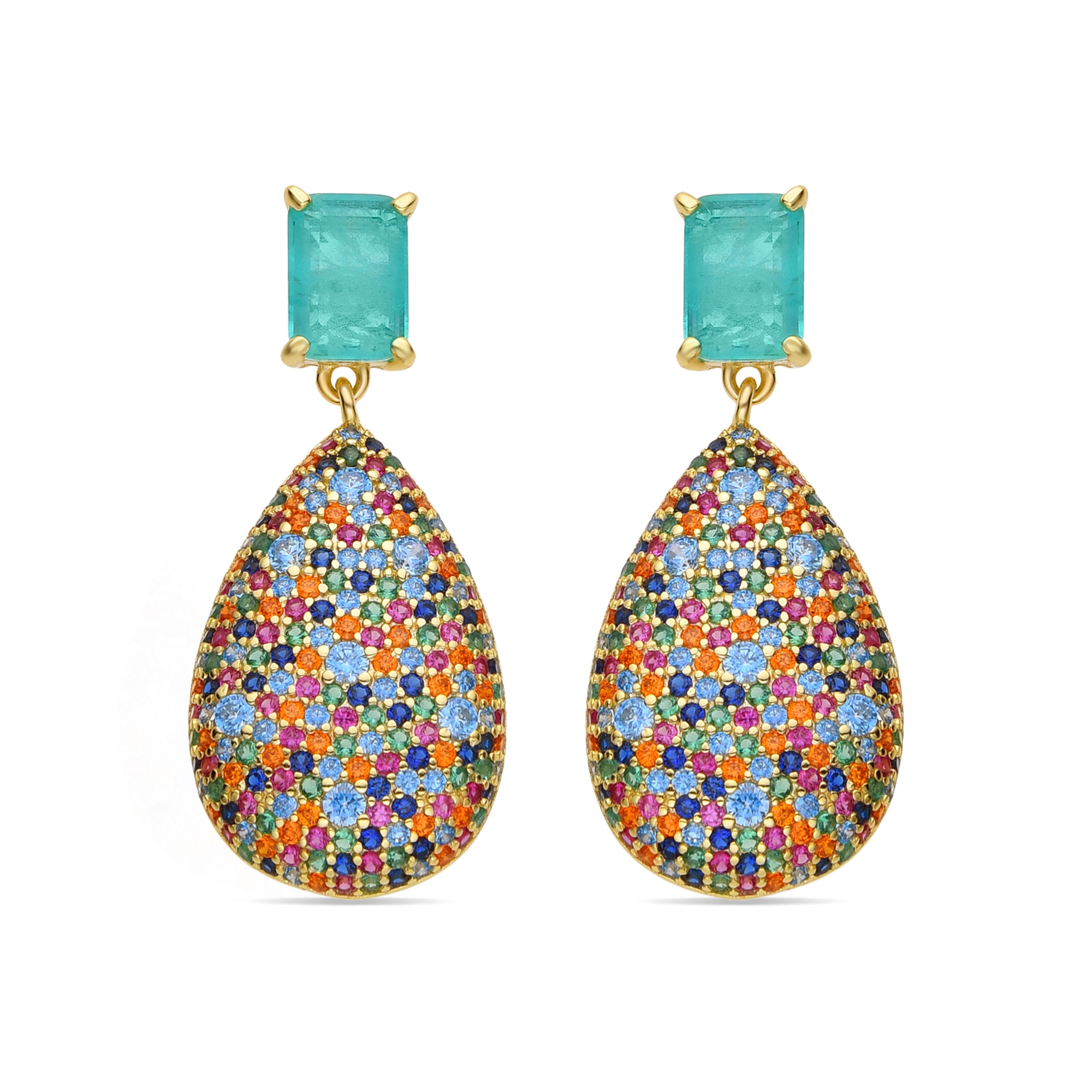 Pendientes de Plata de Ley 925 y Circonita Multicolor acabados en rodio - Ozlek