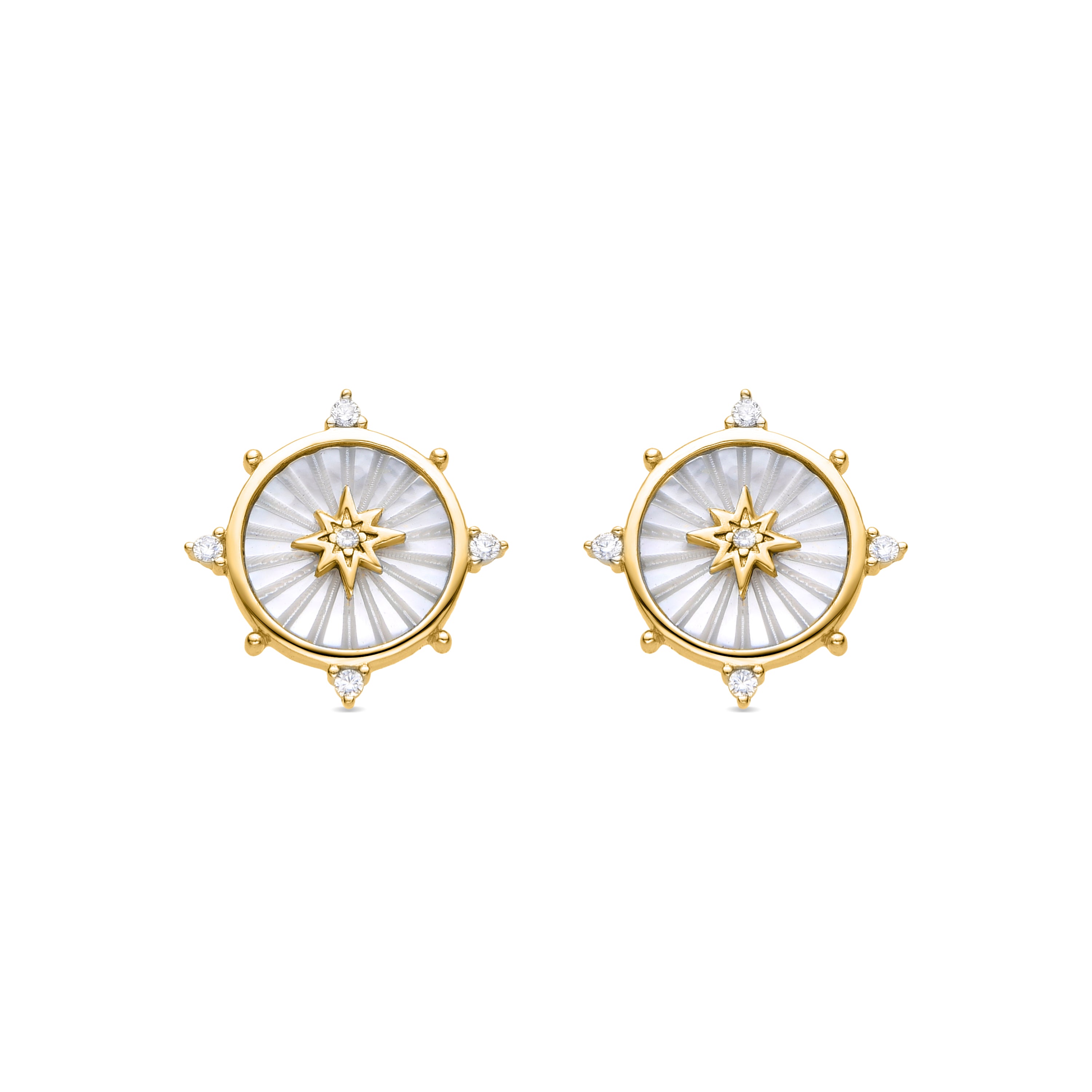 Pendientes de Plata de Ley 925 y Madreperla Blanca acabados en oro amarillo de 18k - Eriok