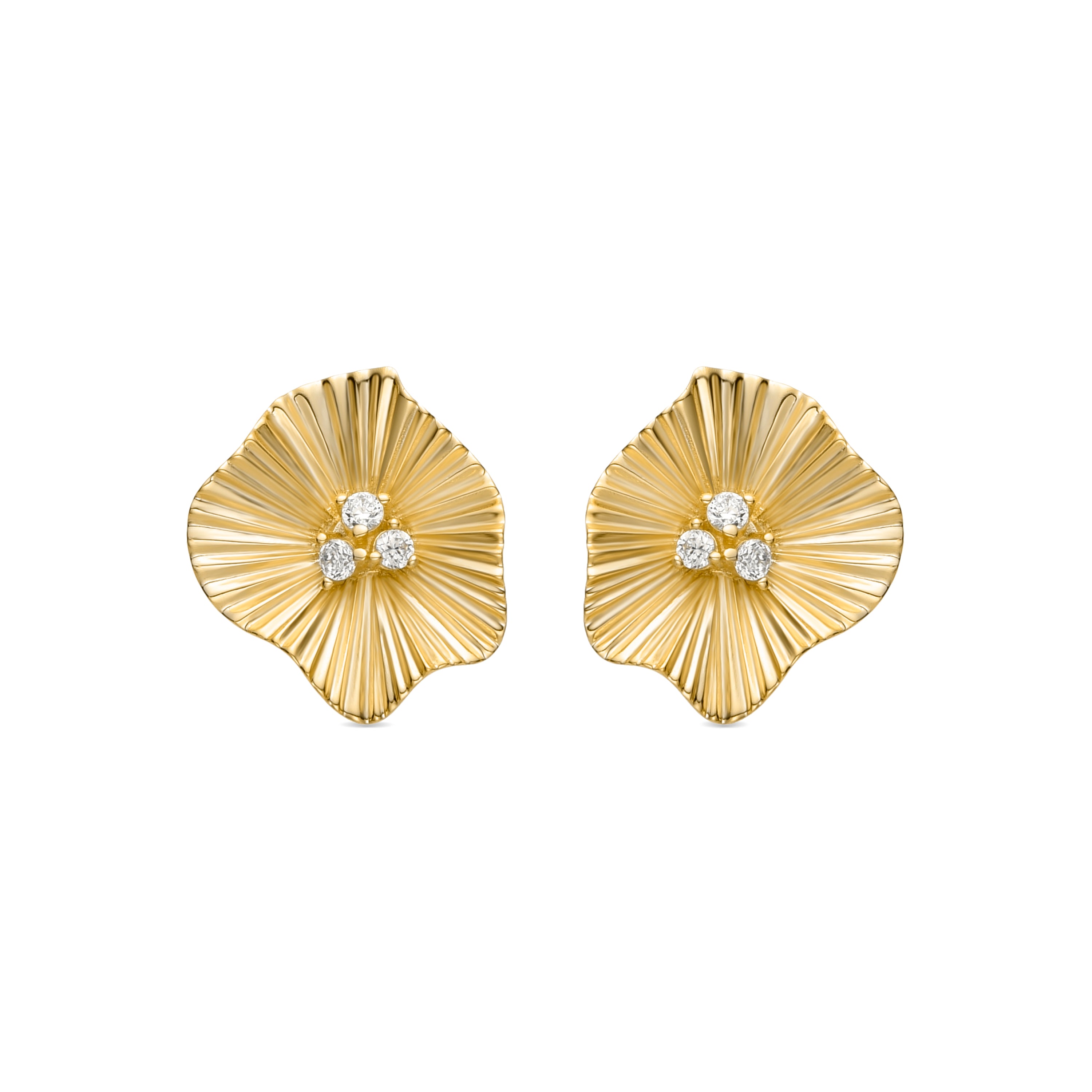 Pendientes de Plata de Ley 925 y Circonita Brillante acabados en oro amarillo de 18k - Suak