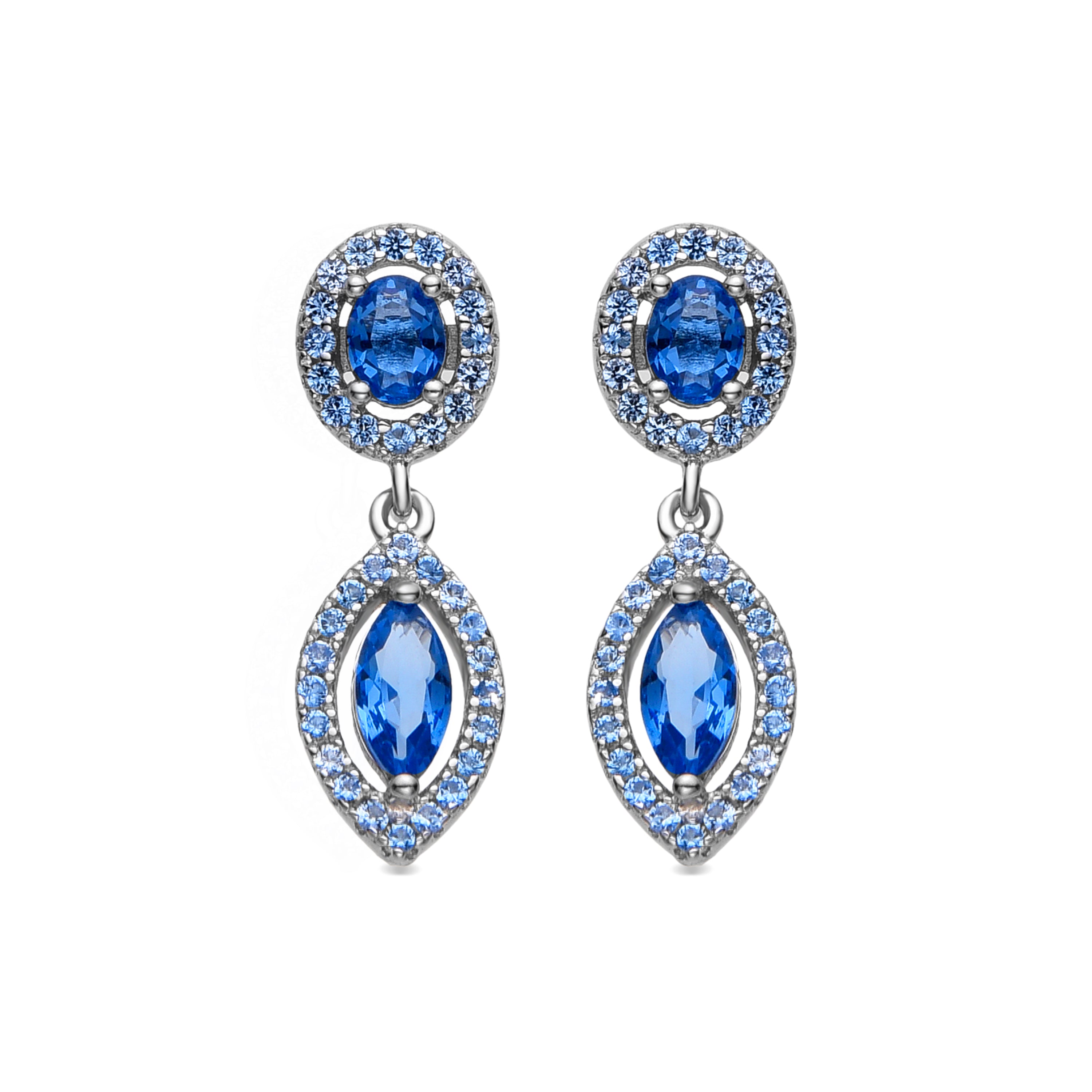 Pendientes de Plata de Ley 925 y Circonita Zafiro acabados en rodio - Ontary