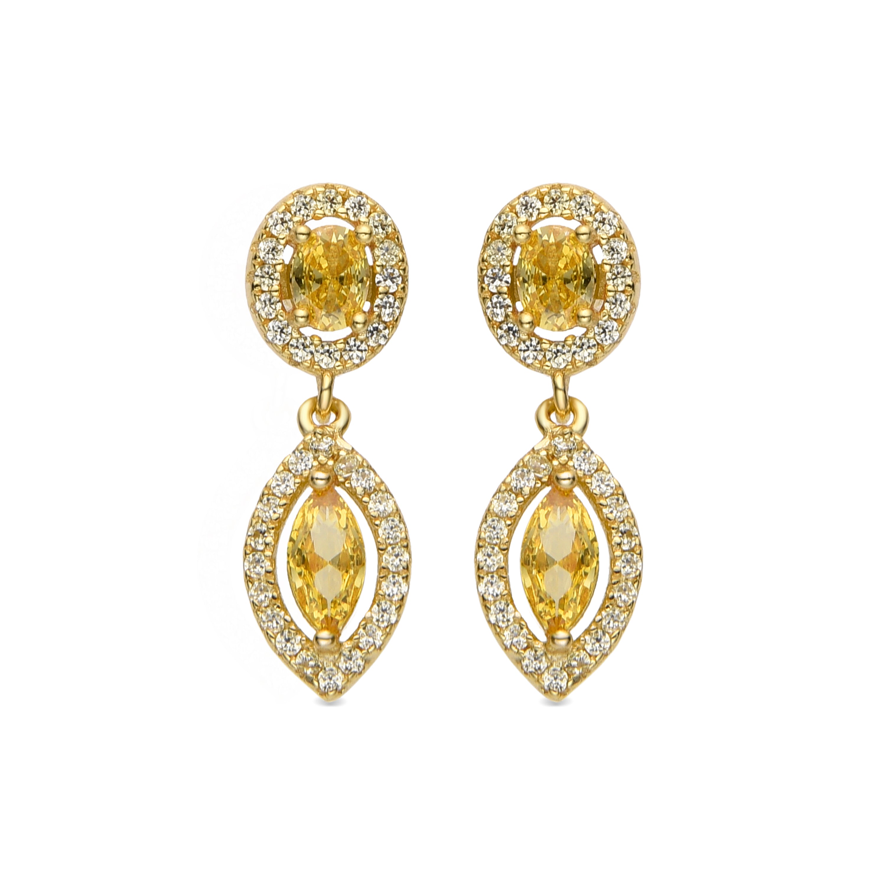 Pendientes de Plata de Ley 925 y Padparadscha acabados en oro amarillo de 18k - Ontary