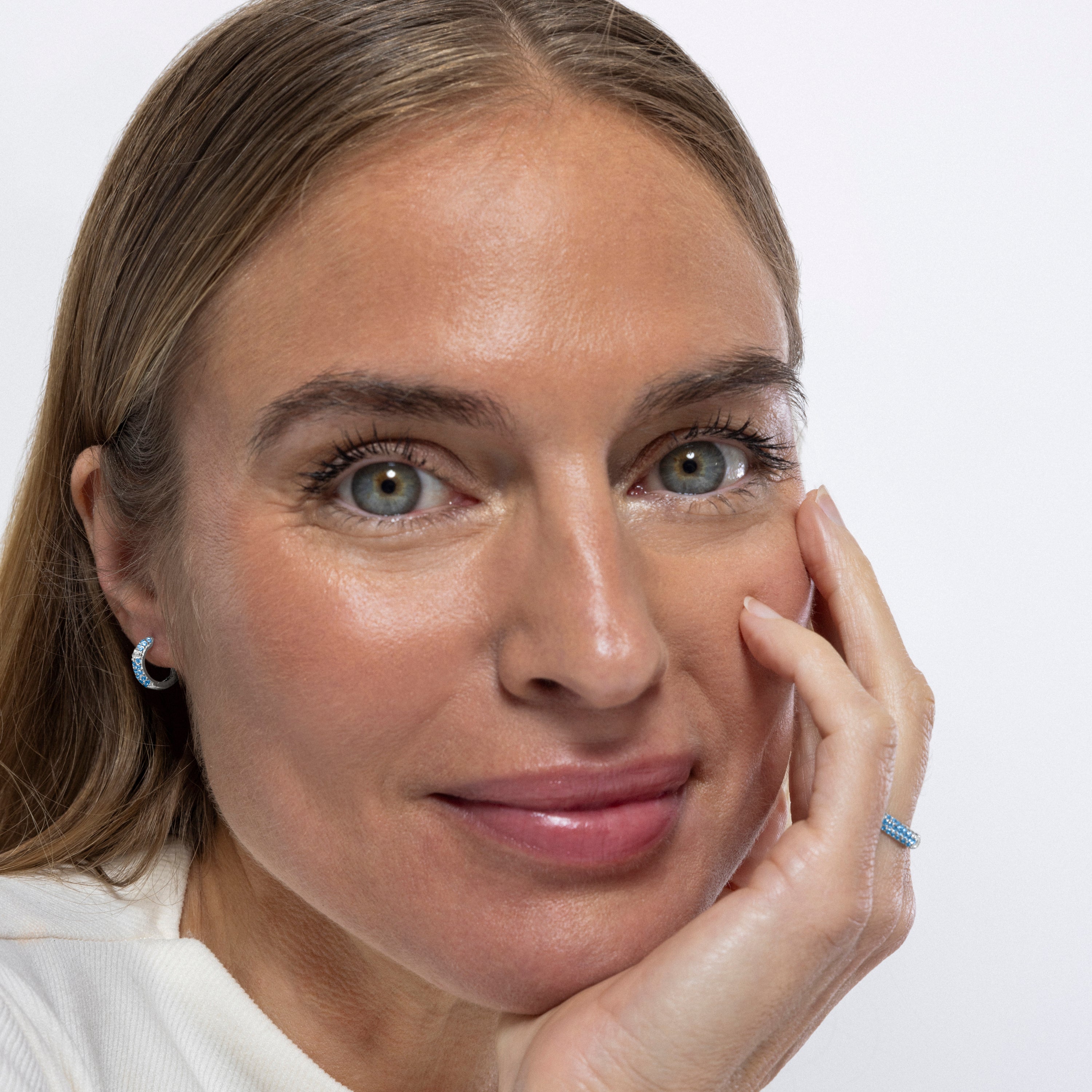 Pendientes de Plata de Ley 925 y Circonita Zafiro acabados en rodio - Yiman