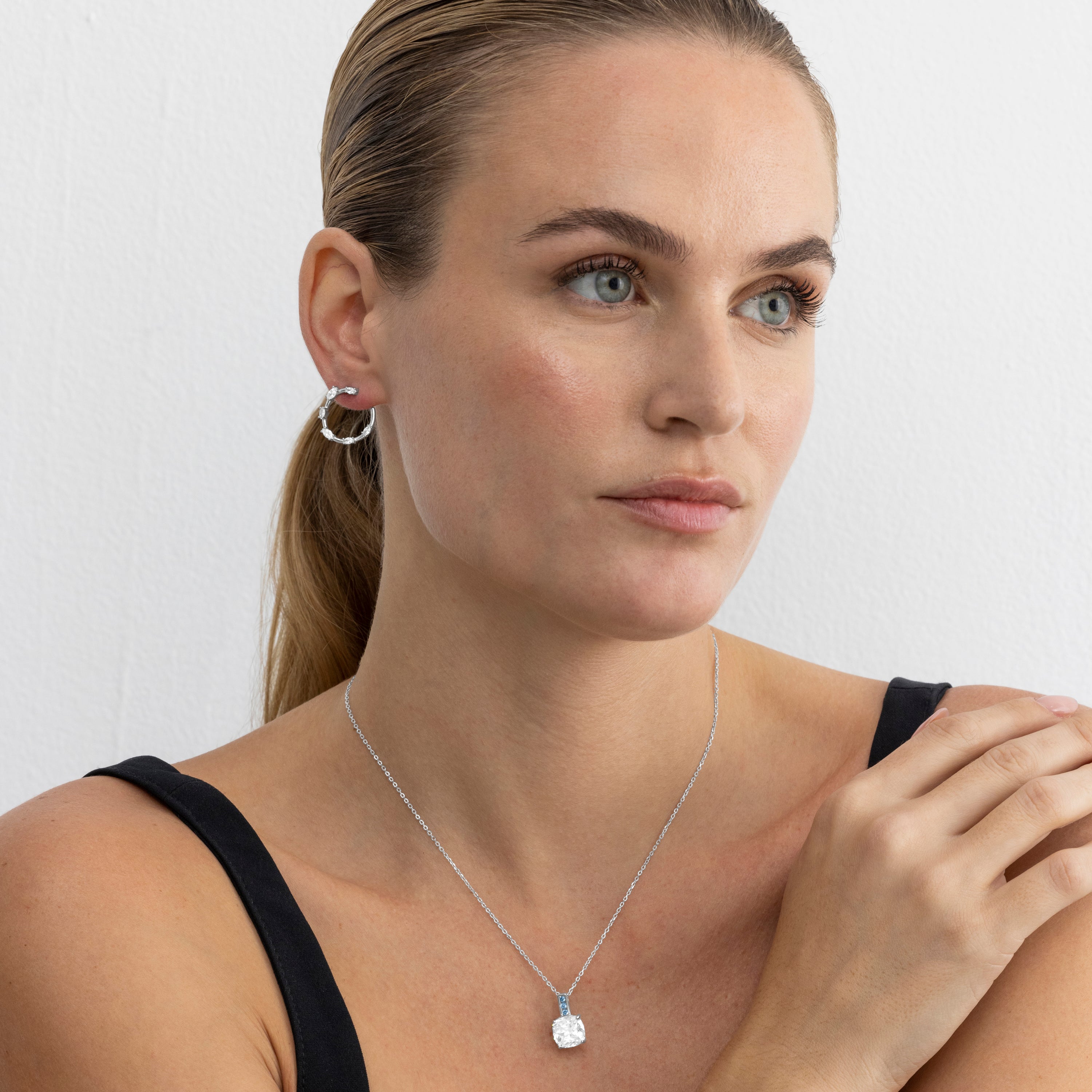 Pendientes de Plata de Ley 925 y Circonita Brillante acabado en rodio - Parkya