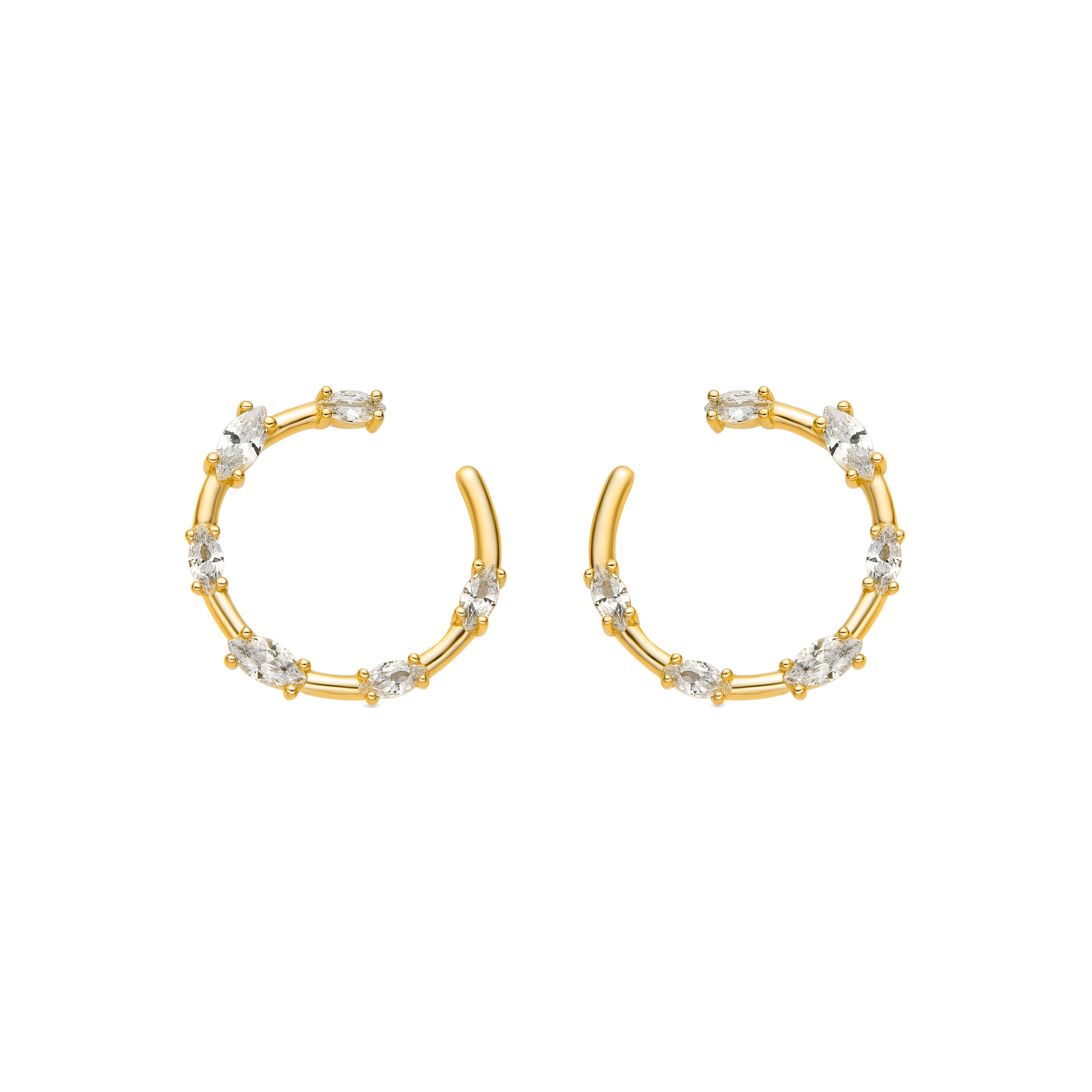 Pendientes de Plata de Ley 925 y Circonita Brillante acabado oro 18k - Parkya