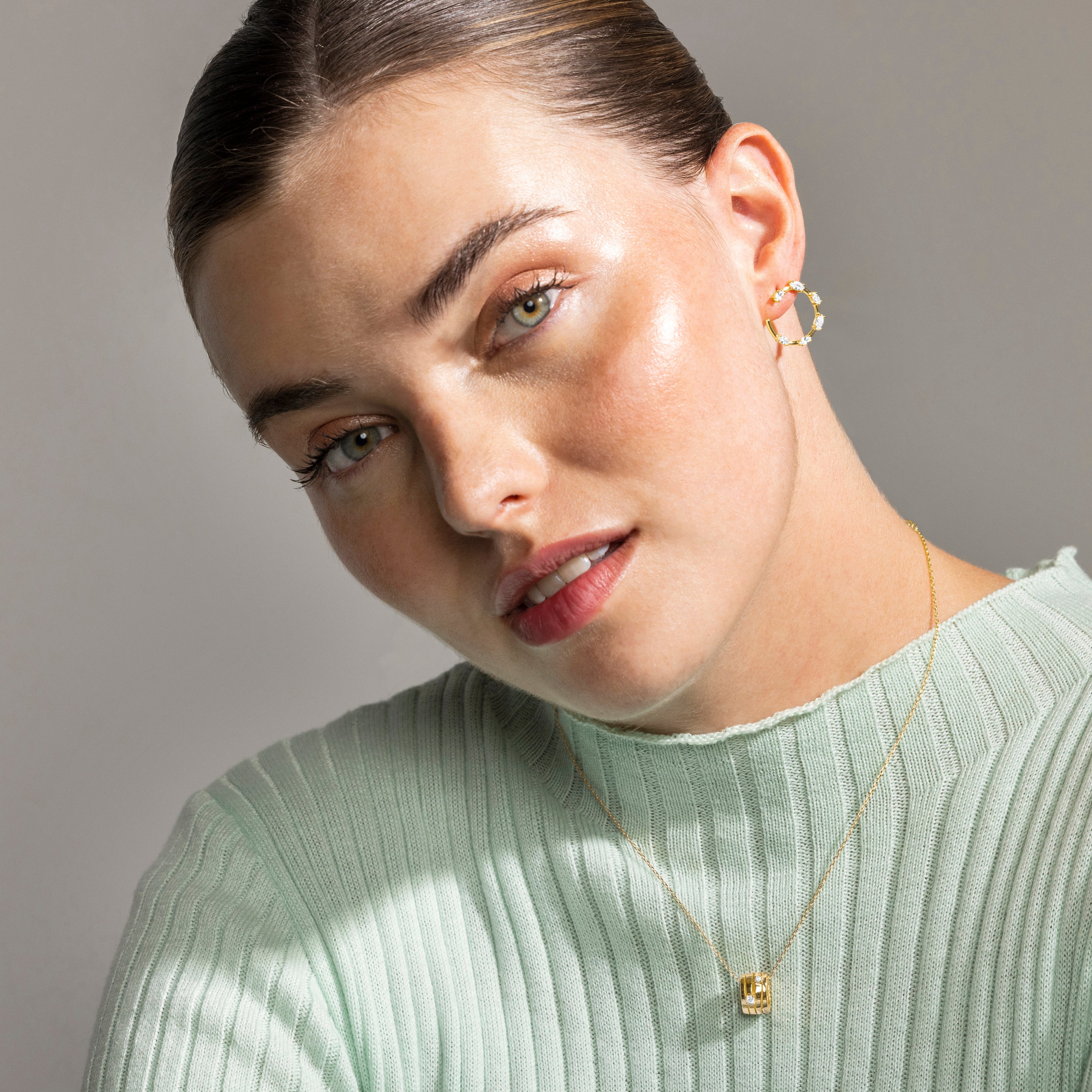 Pendientes de Plata de Ley 925 y Circonita Brillante acabado oro 18k - Parkya