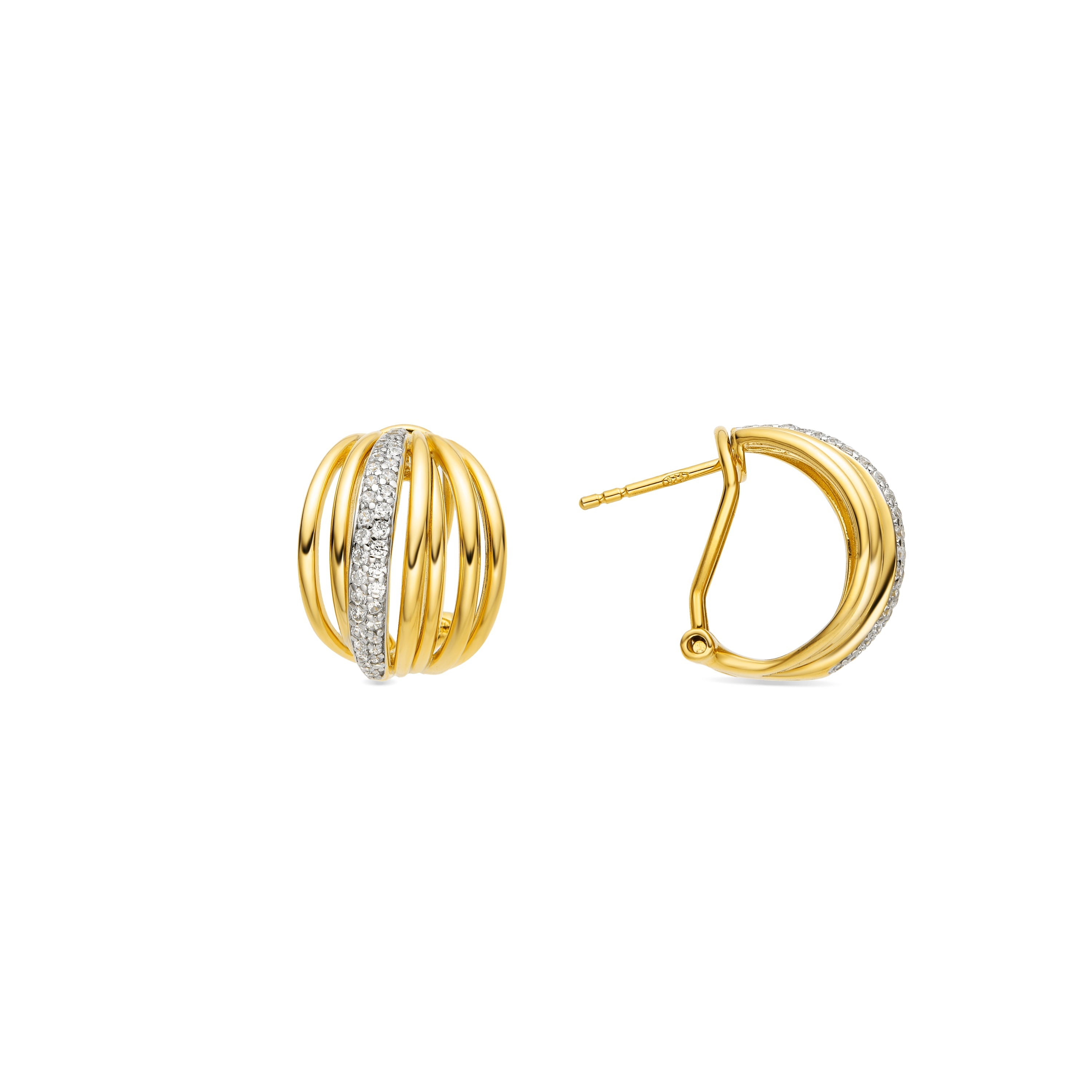Pendientes de Plata de Ley 925 y Circonita Brillante acabado oro 18k - Aslor