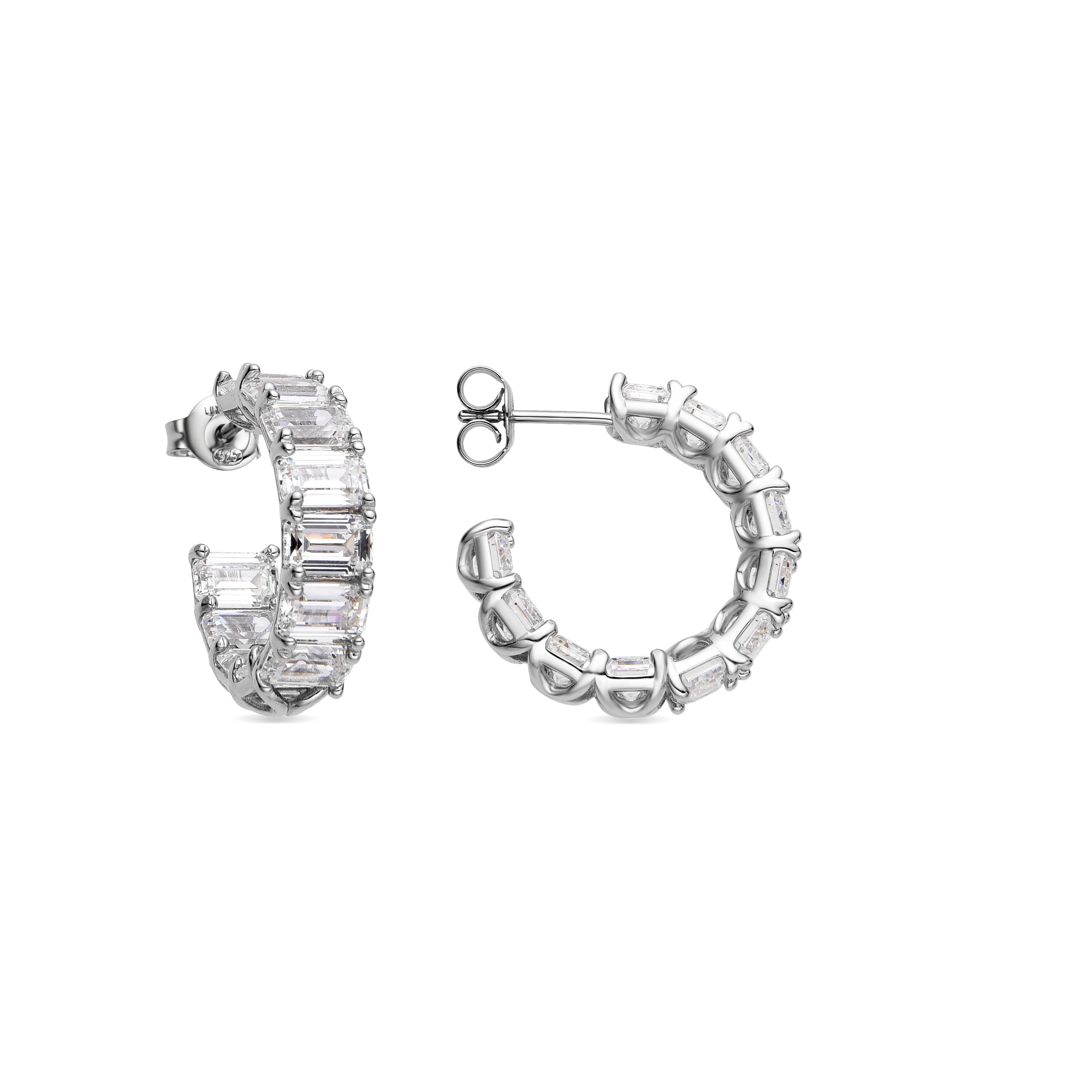 Pendientes de Plata de Ley 925 y Circonita Brillante acabado en rodio - Kru