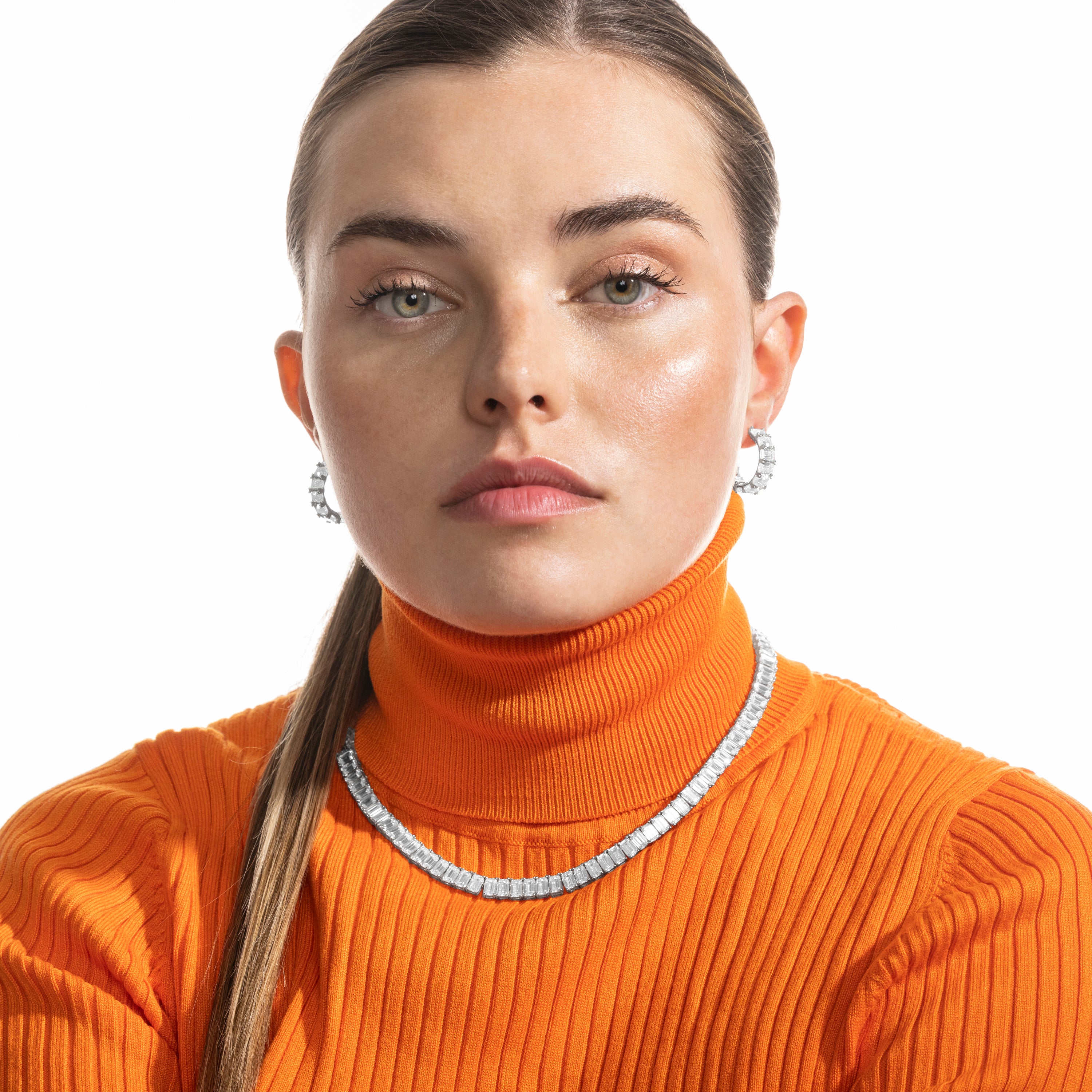 Pendientes de Plata de Ley 925 y Circonita Brillante acabado en rodio - Kru