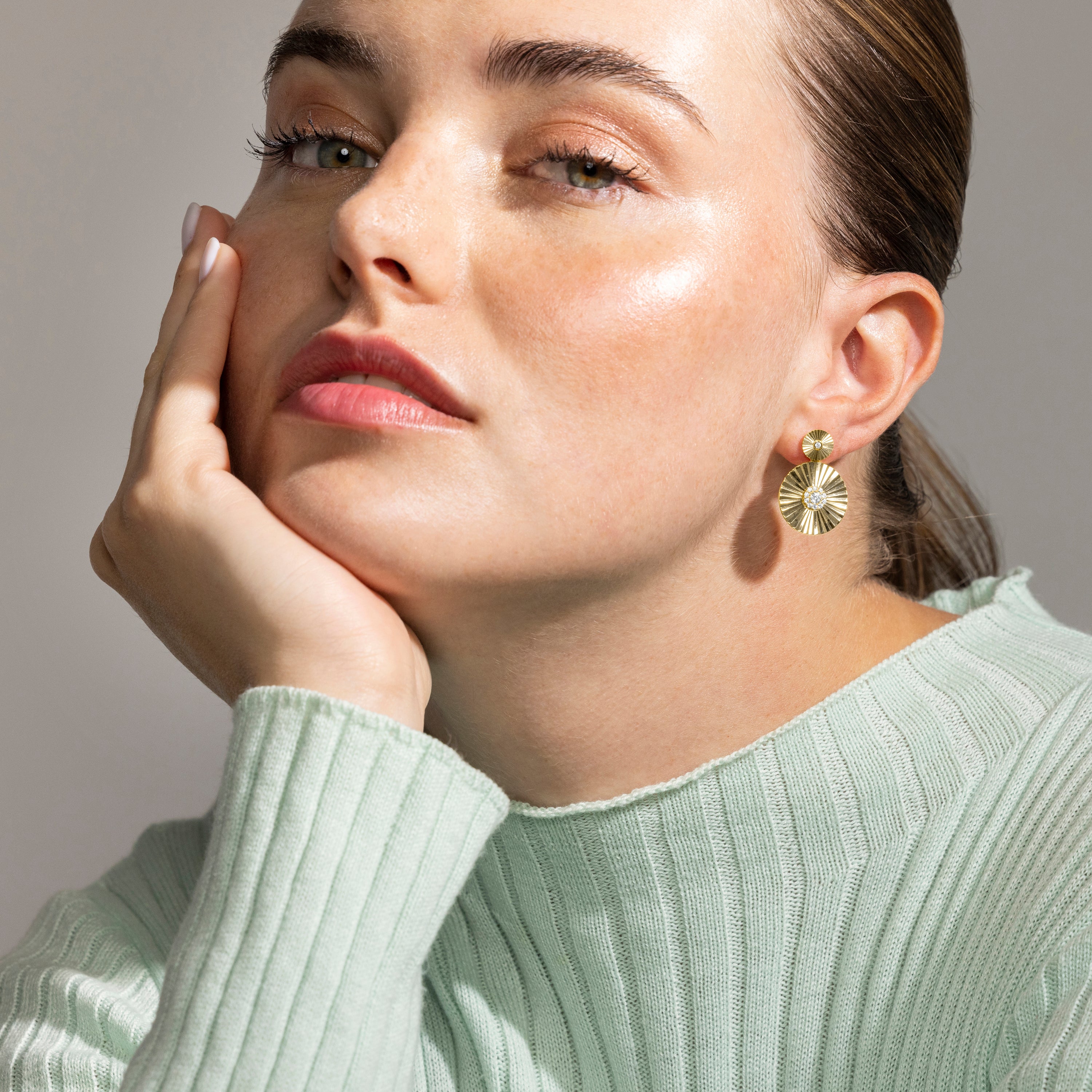 Pendientes de Plata de Ley 925 y Circonita Brillante acabado oro 18k - Usreo