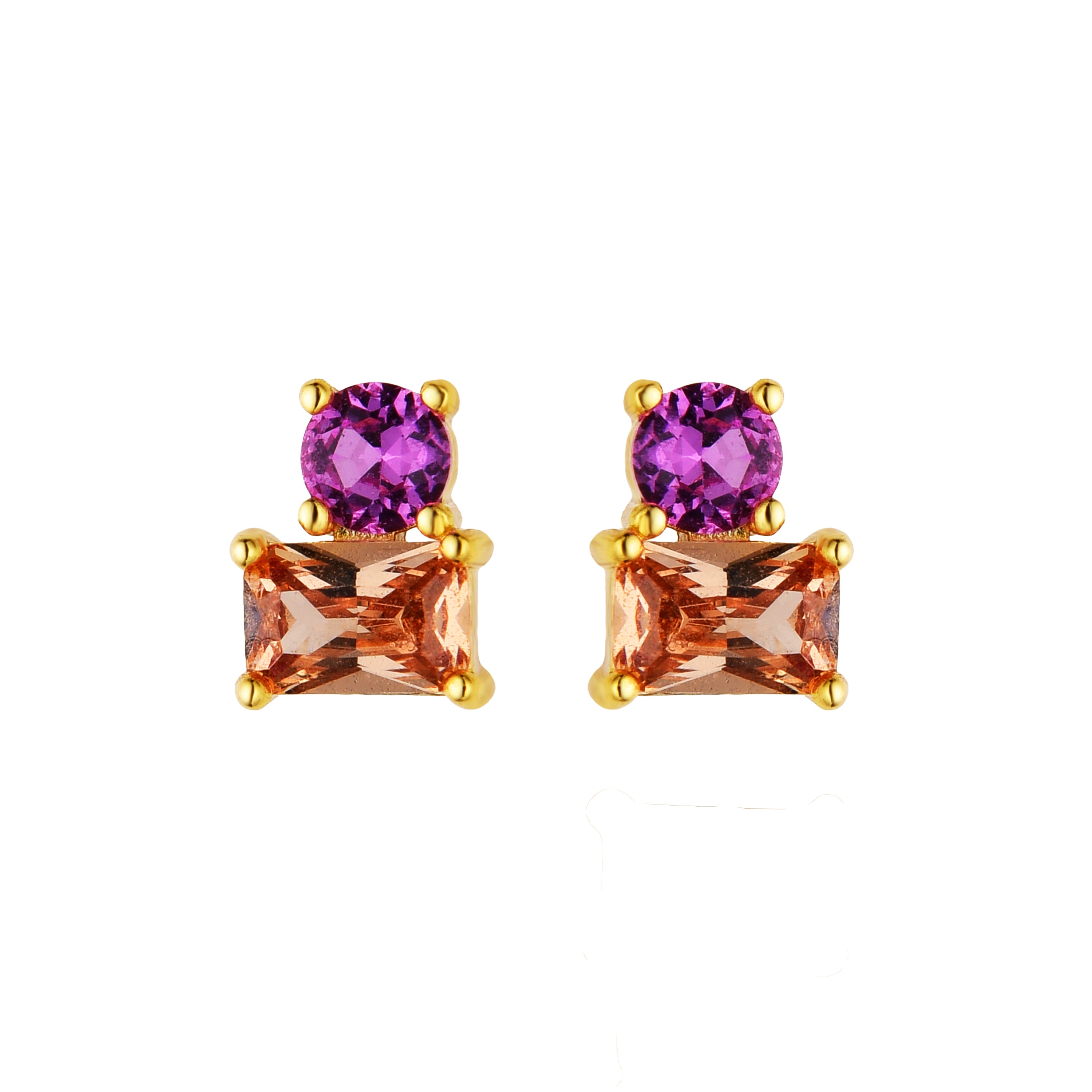 Pendientes de Plata de Ley 925 y Circonita Multicolor acabado oro 18k - Eleon