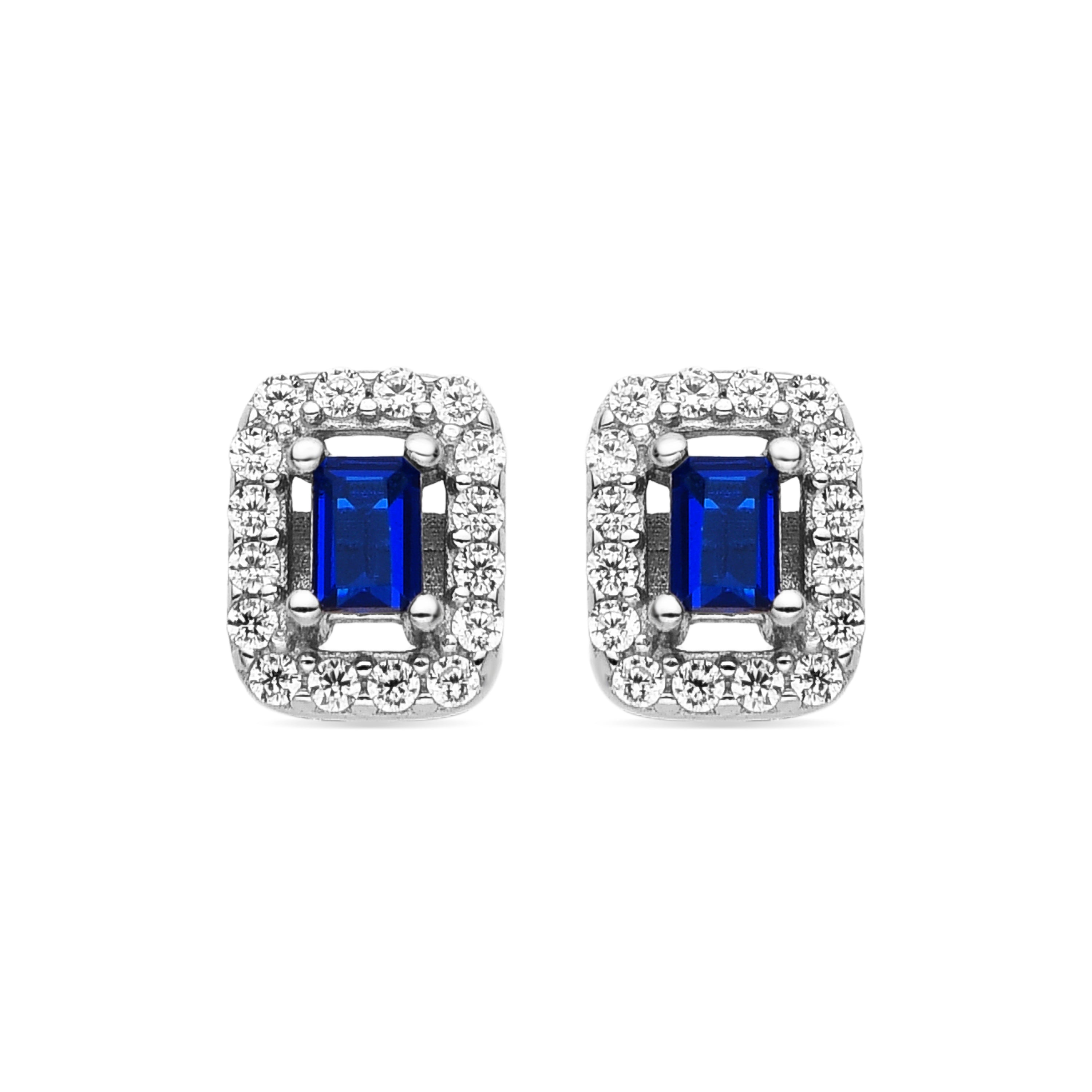 Pendientes de Plata de Ley 925 y Circonita Zafiro acabado en rodio - Sesh