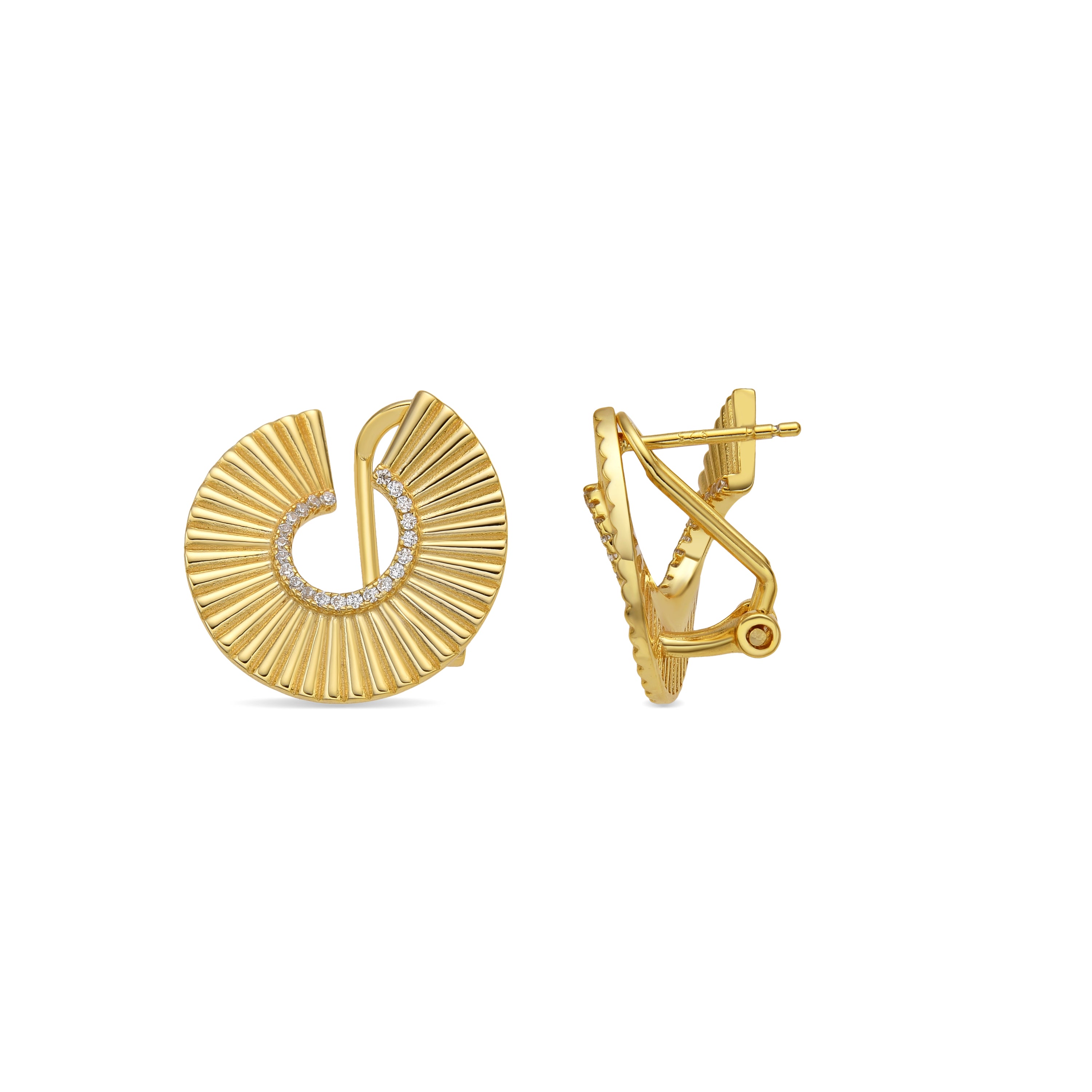 Boucles d&amp;#39;oreilles en argent sterling 925 et zircon brillant finition or jaune 18k - Dragi