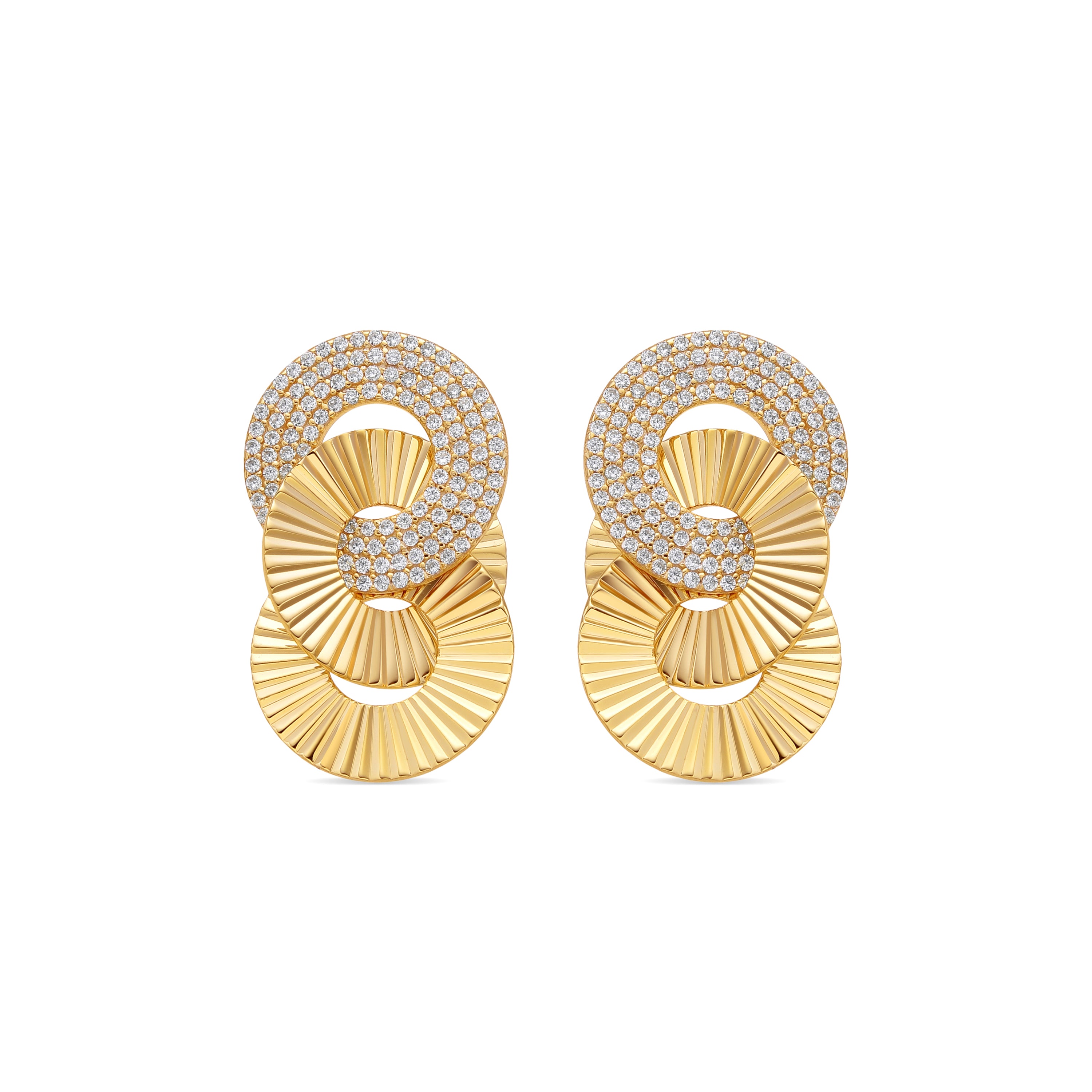 Boucles d&amp;#39;oreilles en argent sterling 925 et zircon brillant finition or jaune 18k - Thydi