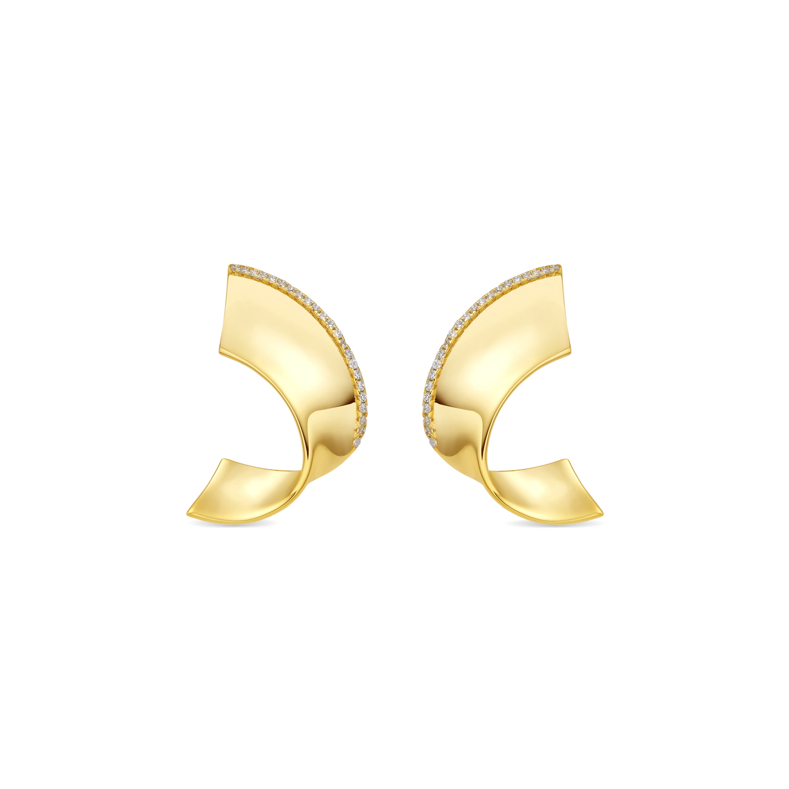 Boucles d&amp;#39;oreilles en argent sterling 925 et zircon brillant finition or jaune 18k - Girea