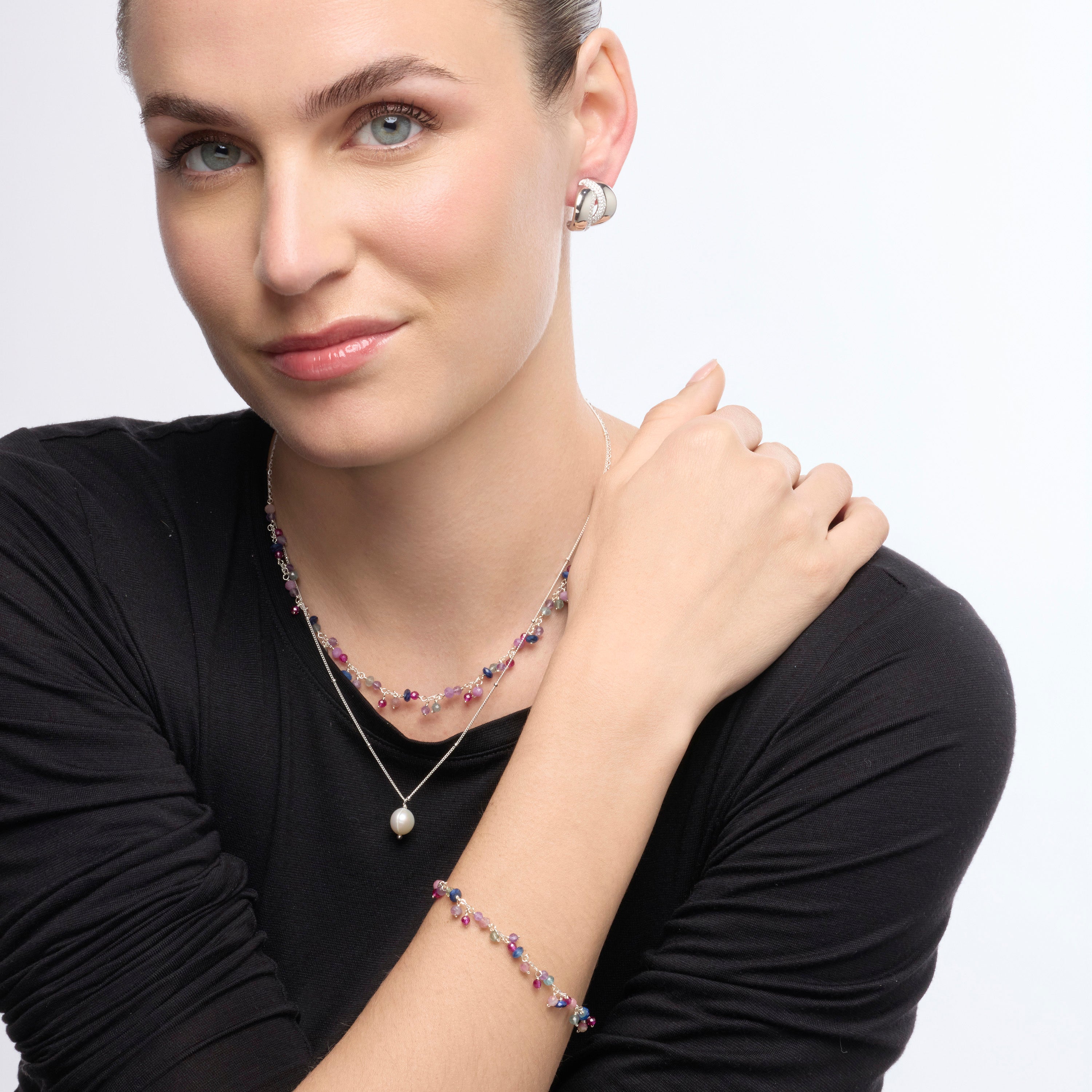 Boucles d&amp;#39;oreilles en argent sterling 925 et zircon brillant finition rhodiée - Asrae