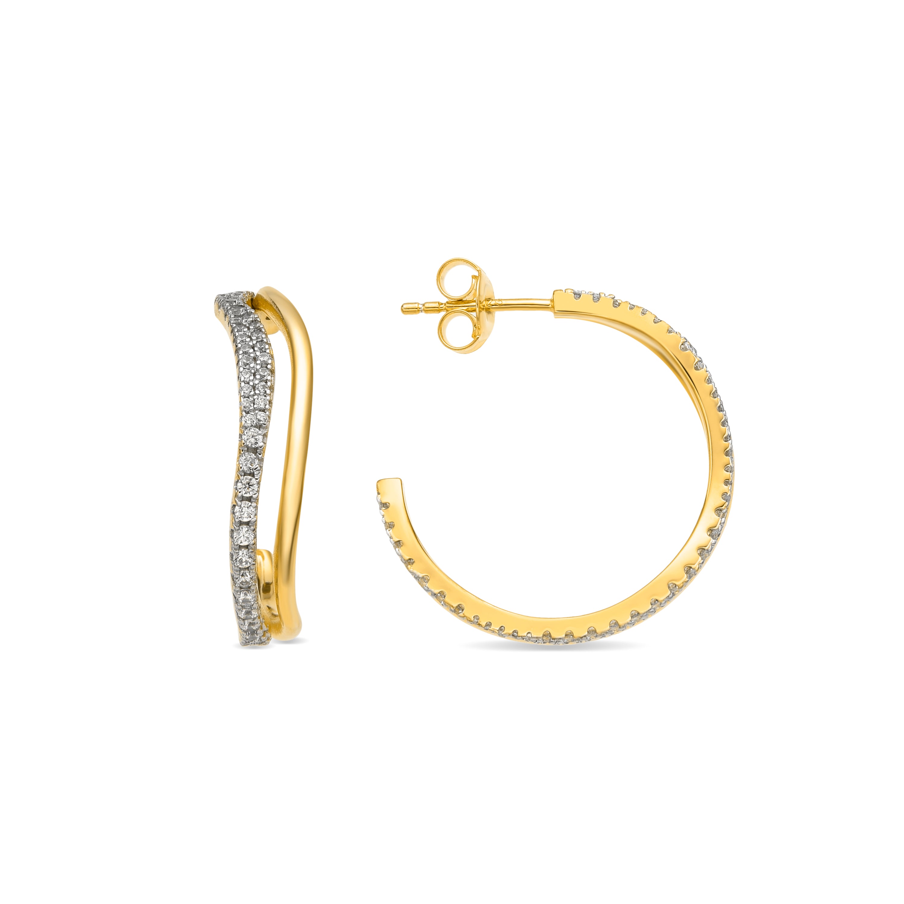 Pendientes de Plata de Ley 925 y Circonita Brillante acabado oro amarillo de 18k - Balne