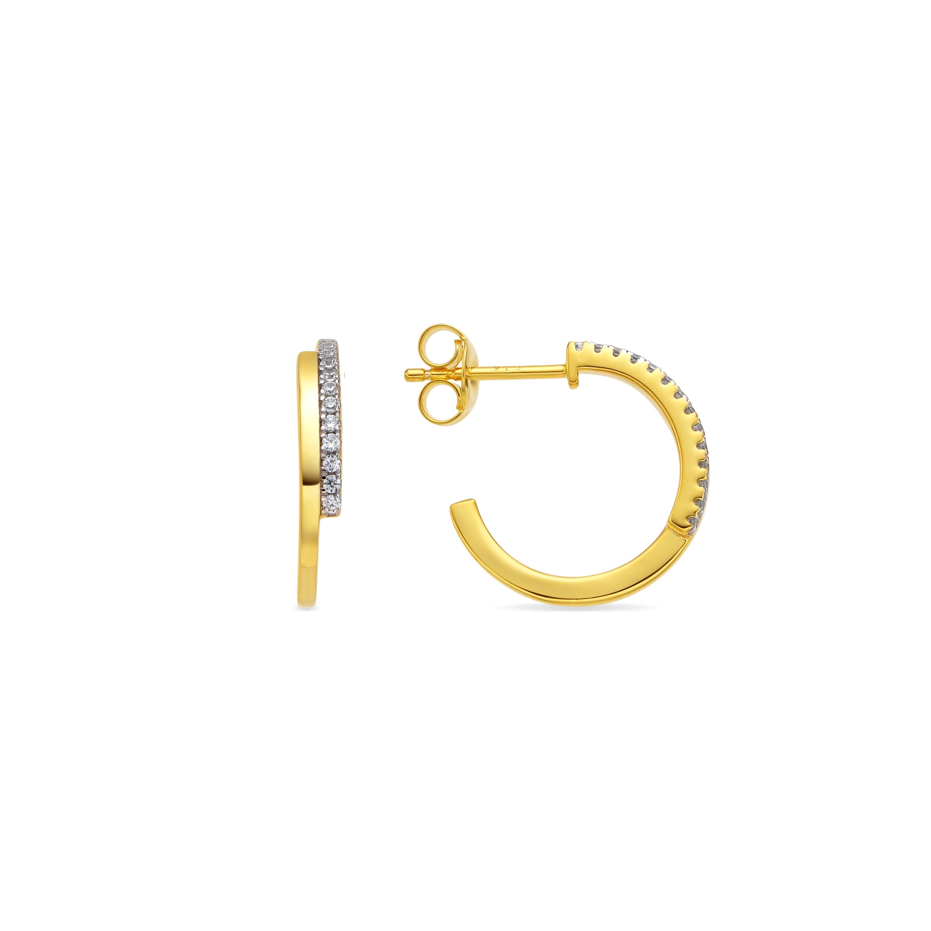 Pendientes de Plata de Ley 925 y Circonita Brillante acabado oro amarillo de 18k - Kami